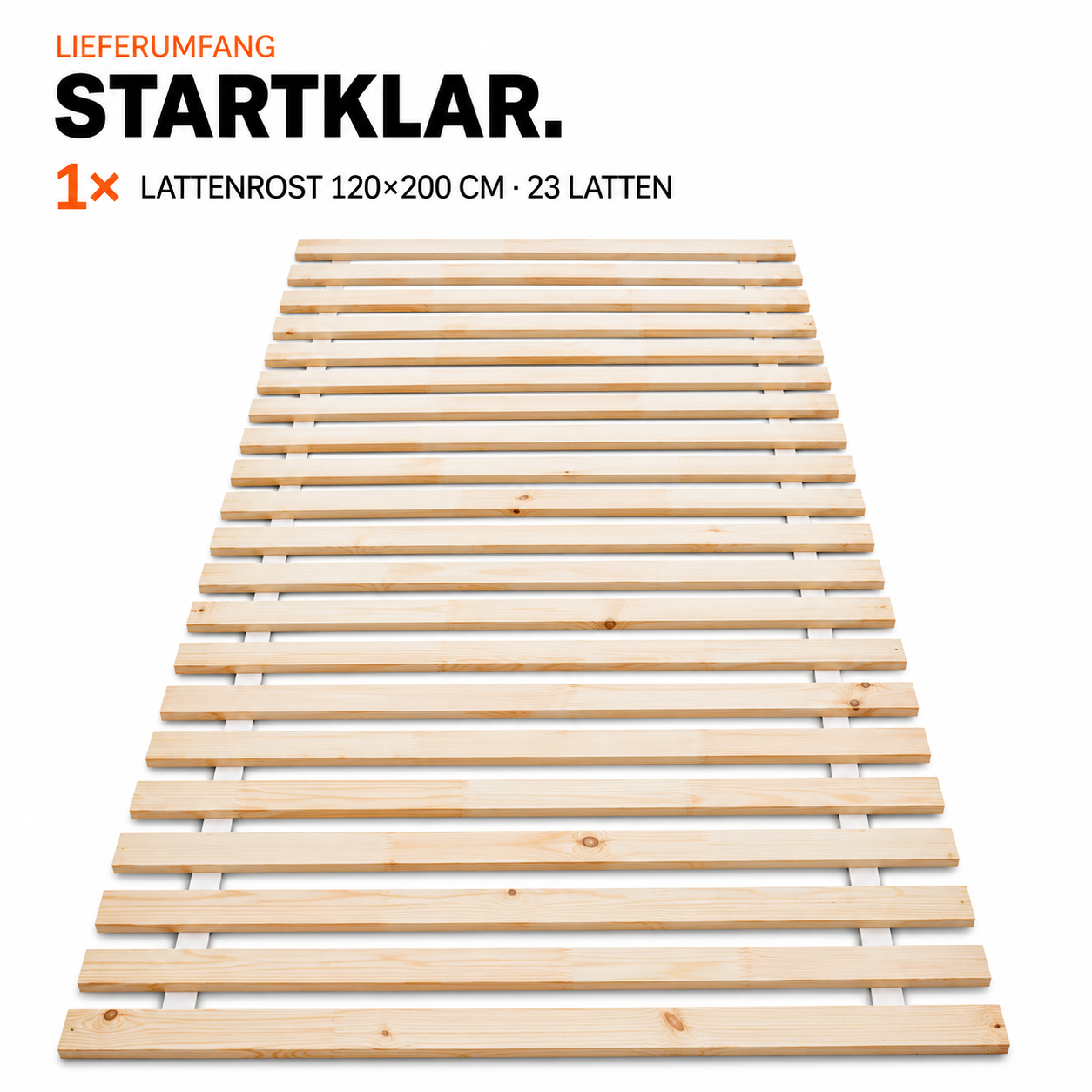 Lattenrost 120x200 cm Lieferumfang: Ein startklarer Rollrost mit 23 Latten (Dieses Bild wurde mit Hilfe von KI generiert.)