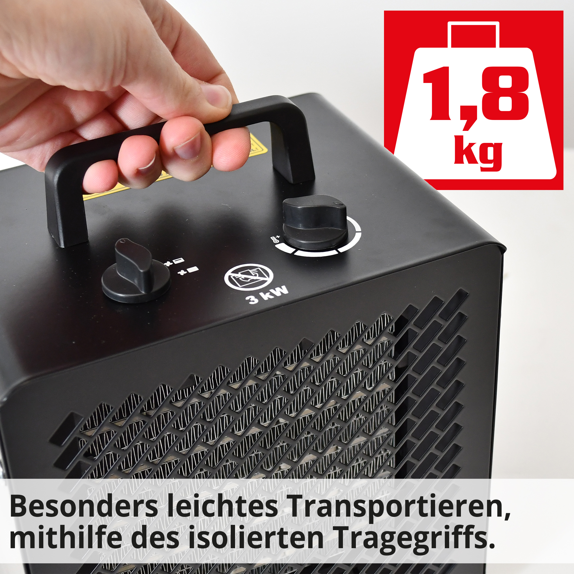 Hecht 3545 Keramik Heizlüfter; besonders leichtes Transportieren, mithilfe des isolierten Tragegriffs