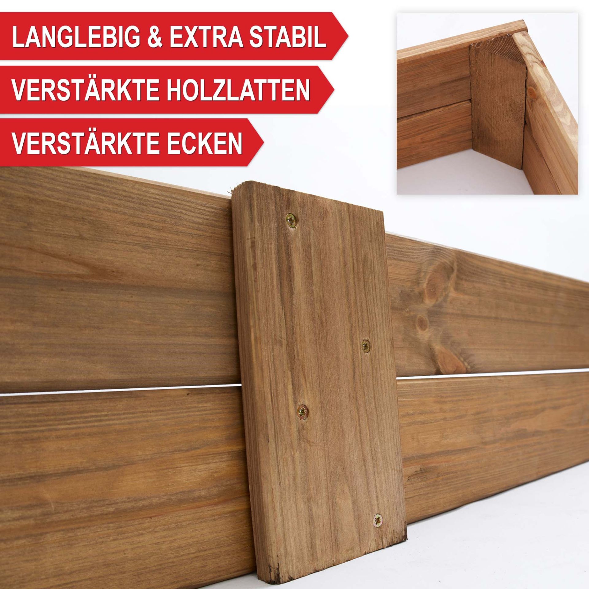 Beetrahmen - Langlebig, extra stabil, verstärkte Holzlatten, verstärkte Ecken
