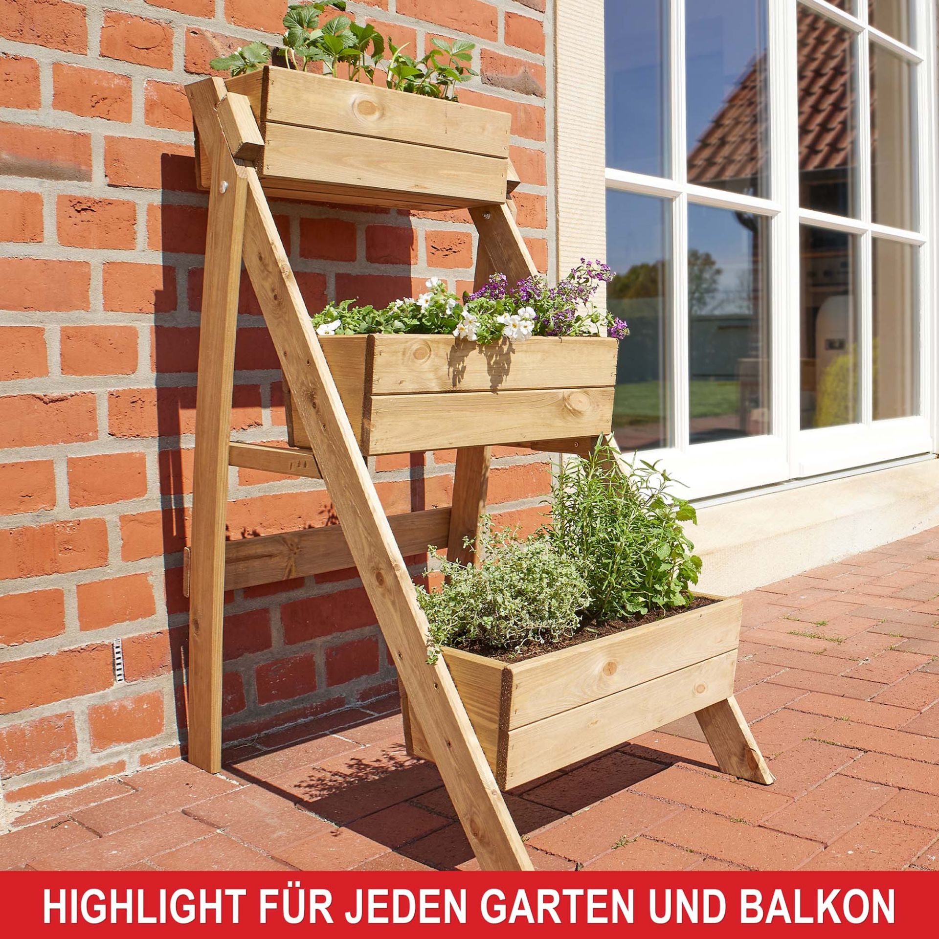 Pflanzentreppe 3-stöckig - Highlight für jeden Garten und Balkon