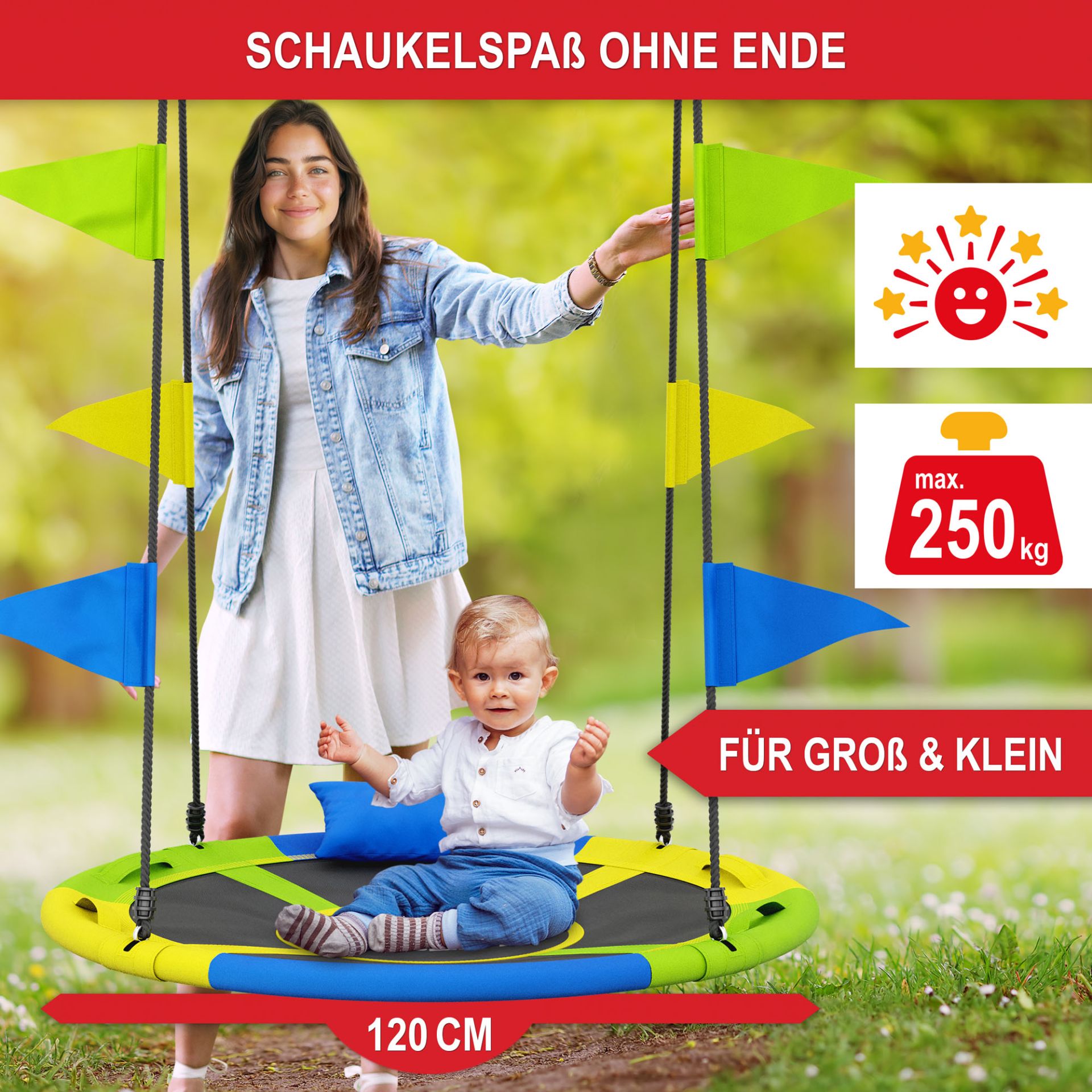 Nestschaukel - Schaukelspaß ohne Ende, große Belastung, für groß und klein