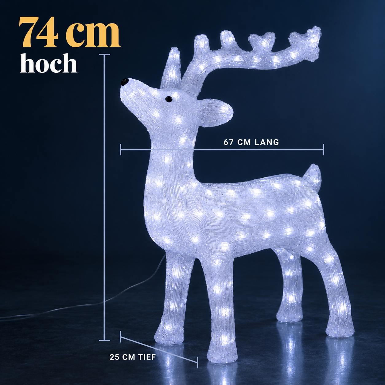 ONBEST Lichtfigur Rentier: Imposante 74 cm hoch und 67 cm lang (Dieses Bild wurde mit Hilfe von KI generiert.)