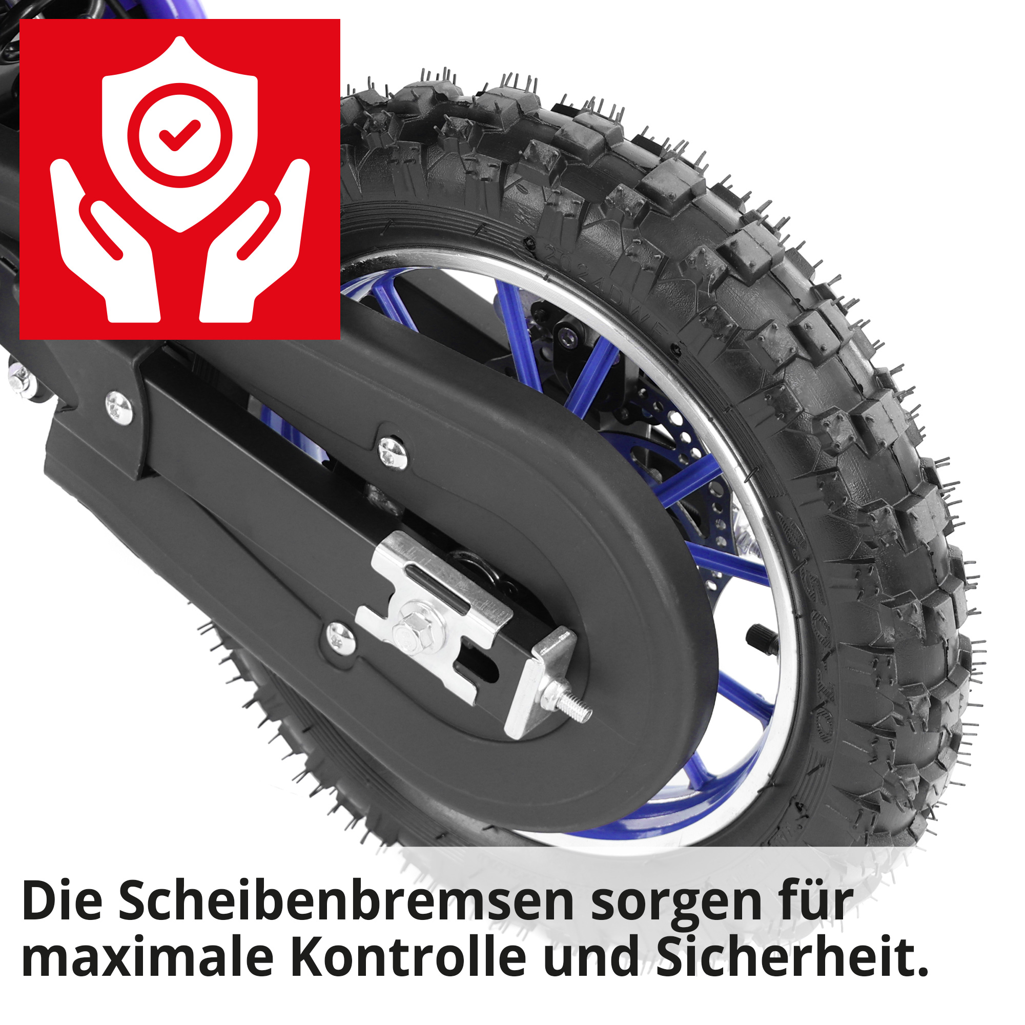 Elektro Pocketbike; Scheibenbremsen für maximale Sicherheit und Kontrolle