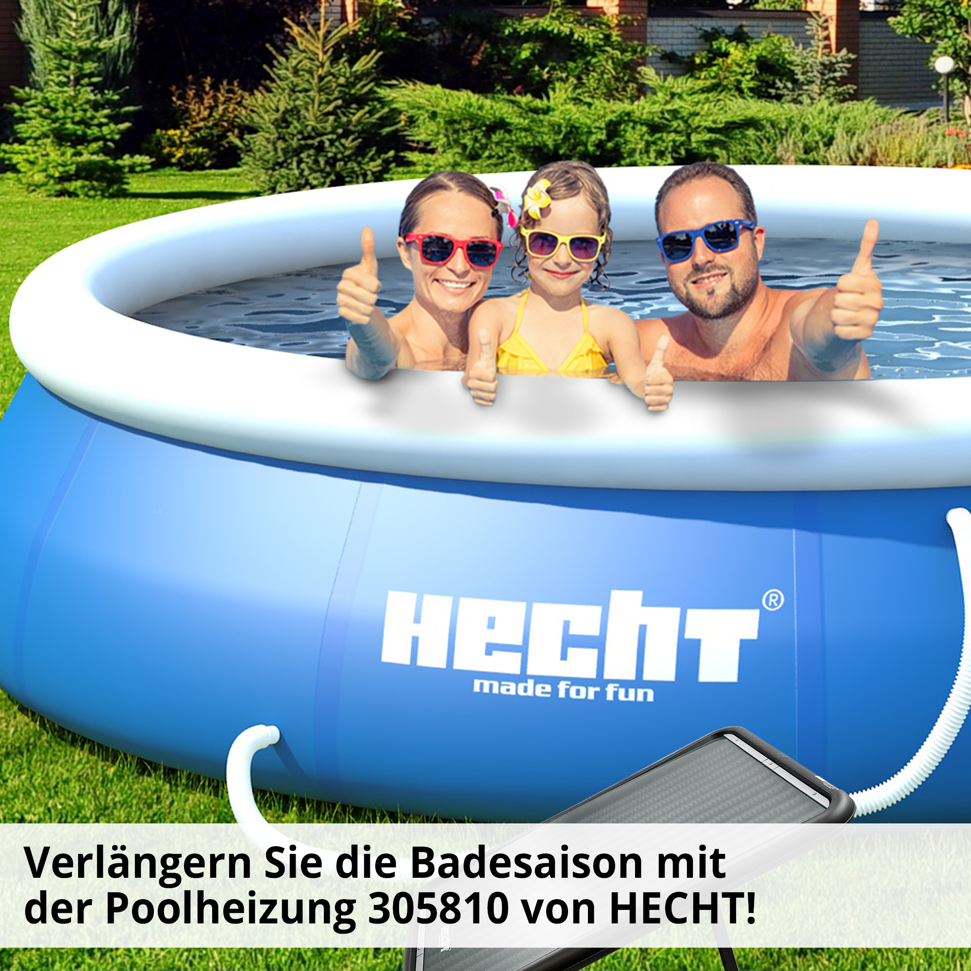 Hecht 305810 Poolsolarheizung; Verlängern Sie die Badesaison mit der Poolheizung