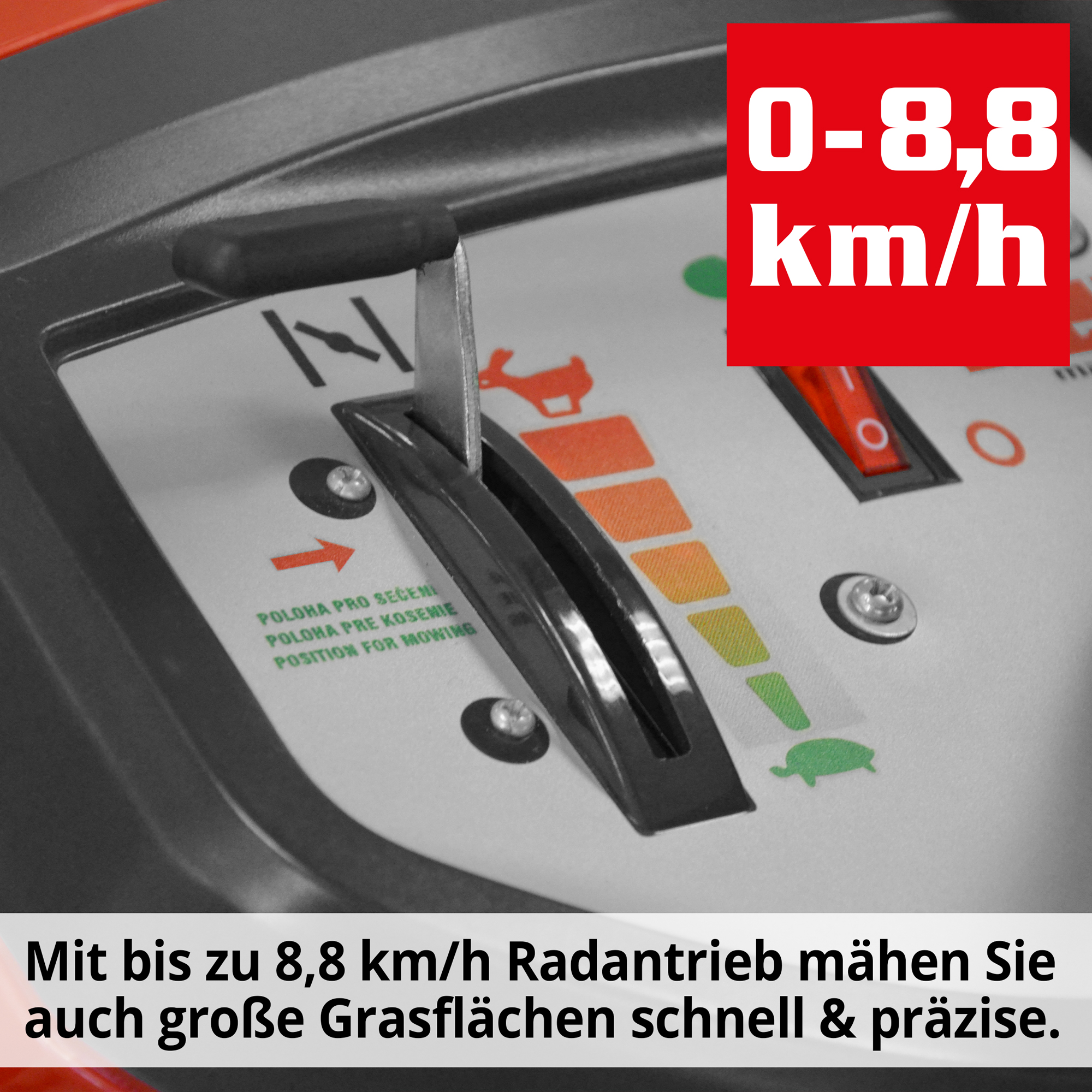 Benzin-Rasentraktor mit Radantrieb und ideal angeordneten Bedienelementen 