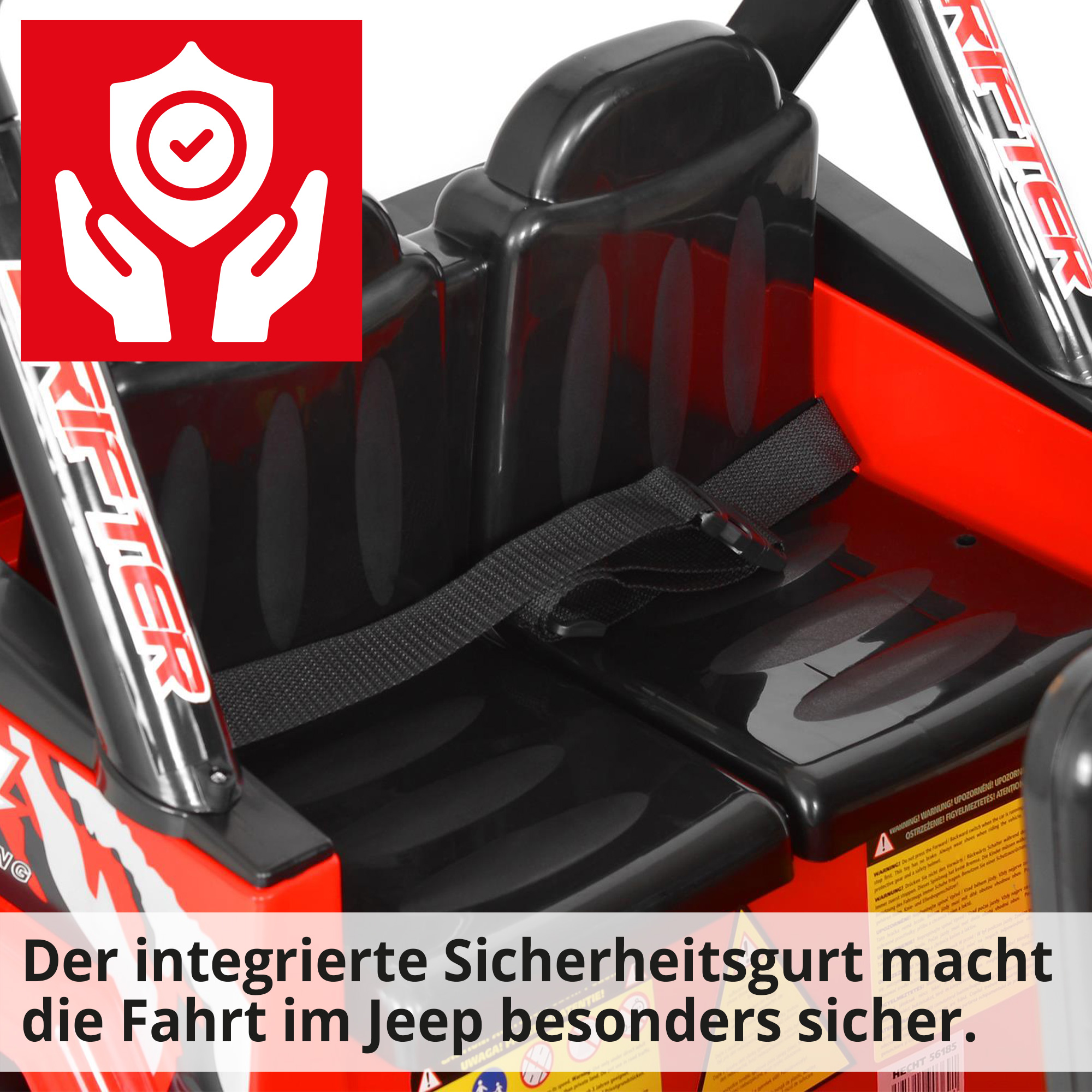 HECHT Kinder Elektroauto Jeep 56185 mit integriertem Sicherheitsgurt