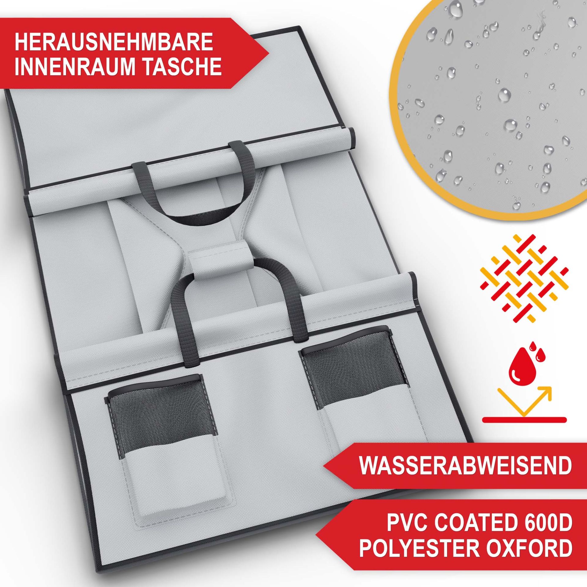 Bollerwagen grau - herausnehmbare Innenraumtasche, wasserabweisend Bollerwagen grau - herausnehmbare Innenraumtasche, wasserabweisend