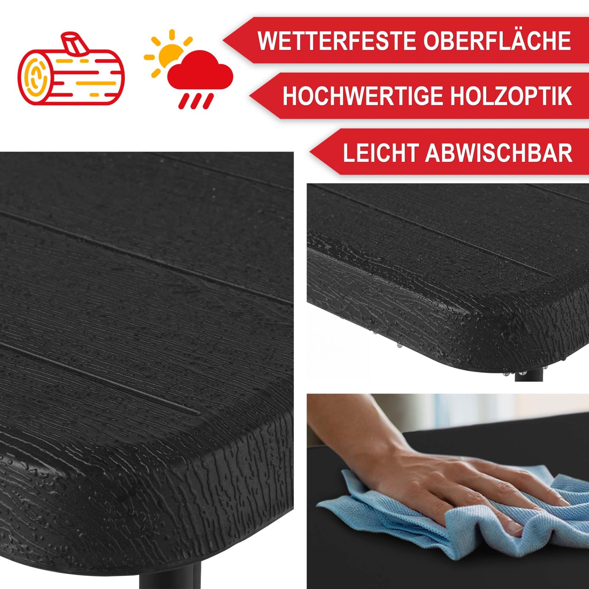 Balkontisch Borkum - Wetterfeste Oberfläche; hochwertige Holzoptik; leicht abwischbar