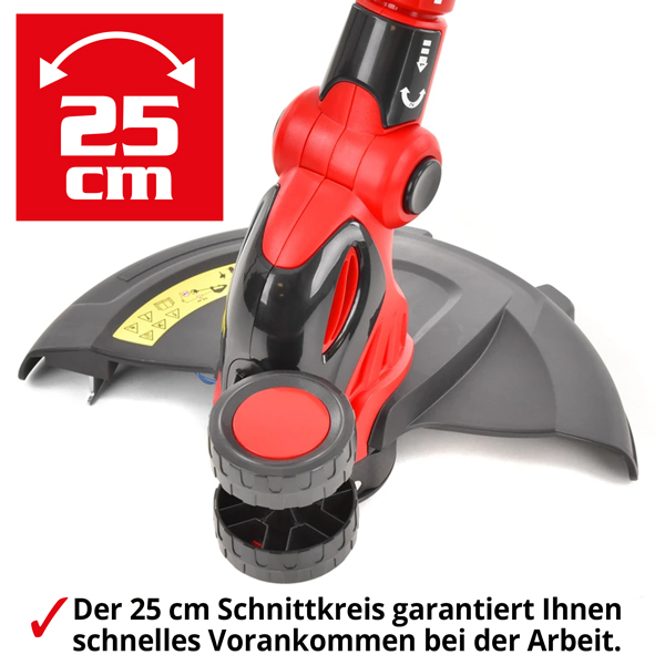 Akku Rasentrimmer mit großem Schnittkreis, garantiert schnelles Vorankommen bei der Arbeit