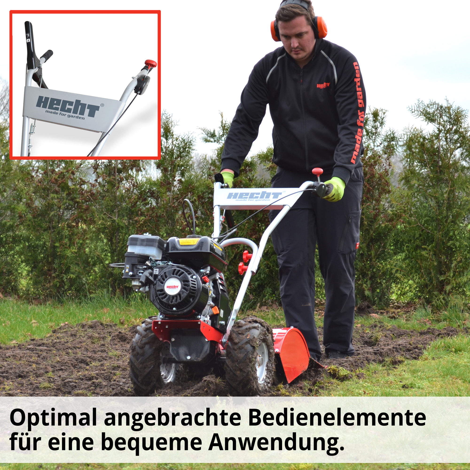 Gartenhacke; Einfache Bedienung dank optimal angeordneter Bedienelemente