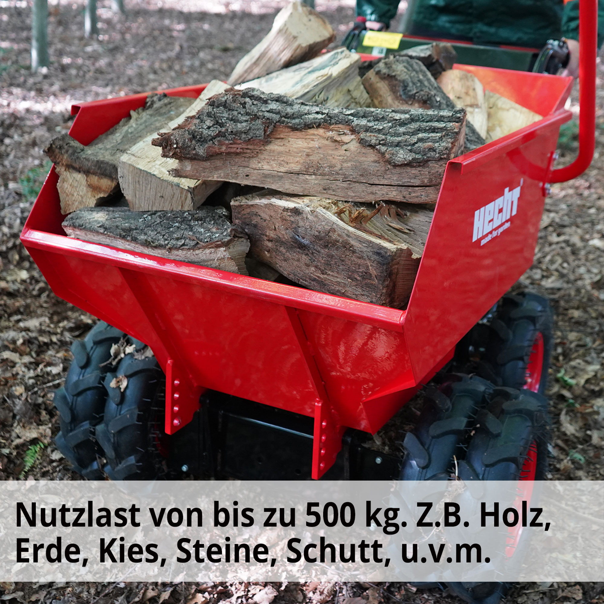 Hecht Motorschubkare mit großer Mulde und 500 kg Nutzlast