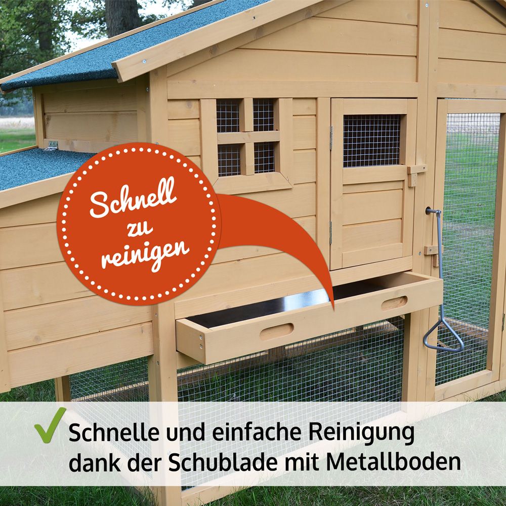 zooprinz Hühnervoliere Luxus praktische Kotschublade zum schnellen und einfachen Reinigen 