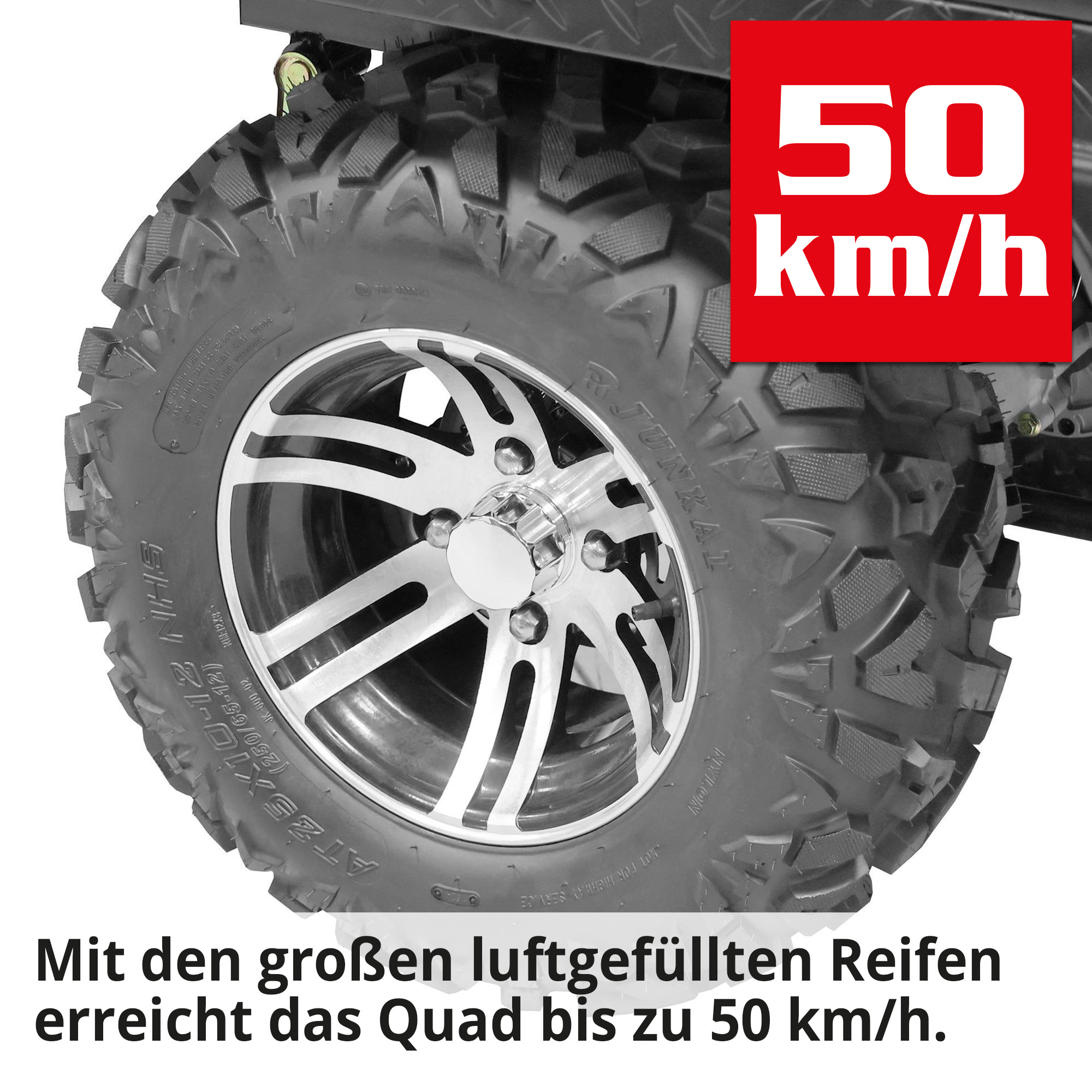 Hecht Cargo - Quad mit Pritsche & Plane mit großen luftgefüllten Reifen; erreicht bis zu 50km/h