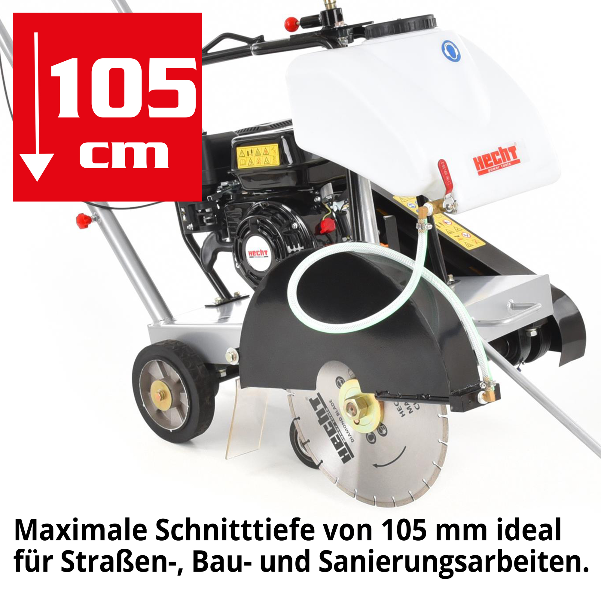 HECHT 1900 Betonschneider; Maximale Schnitttiefe von 105 mm, ideal für Straßen-, Bau- und Sanierungsarbeiten