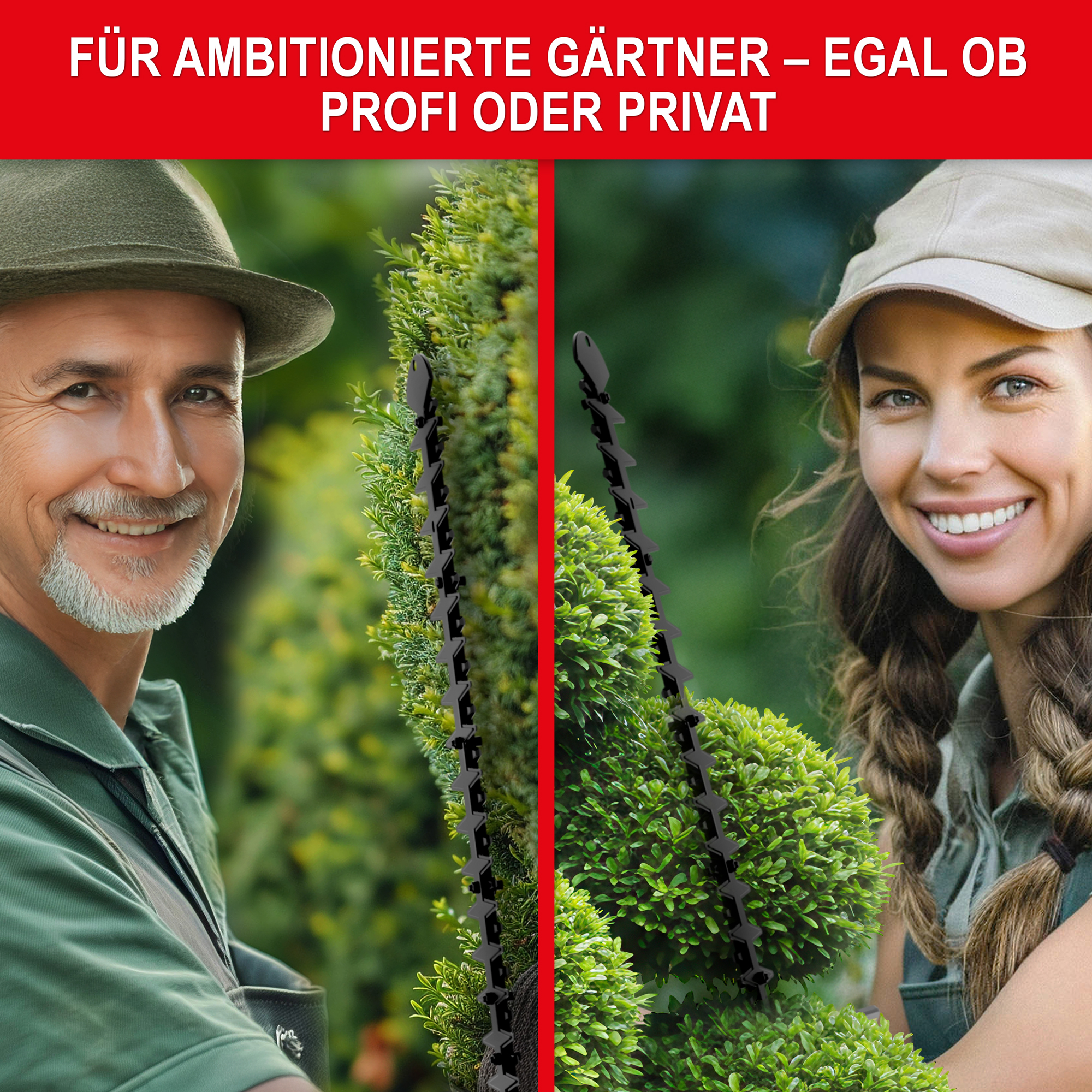 ONBEST Benzin-Heckenschere HT6275 mit Antivibrationssystem beim Arbeiten