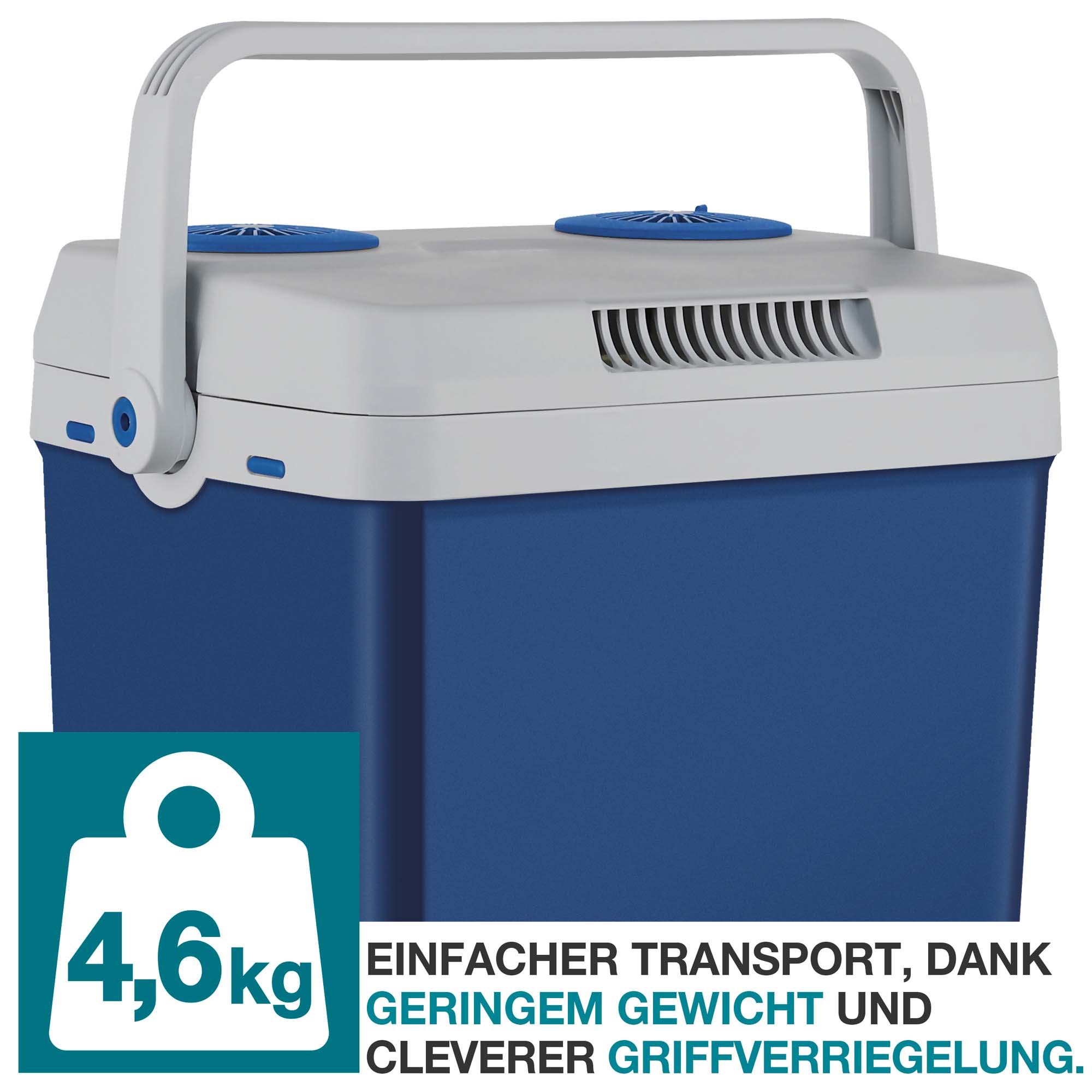 Kühlbox blau - 4,6 kg - Griffverrieglung - Speisekühler - Kühltasche - Tragbare Kühlbox - kühlen - Box - Camping - Thermobox