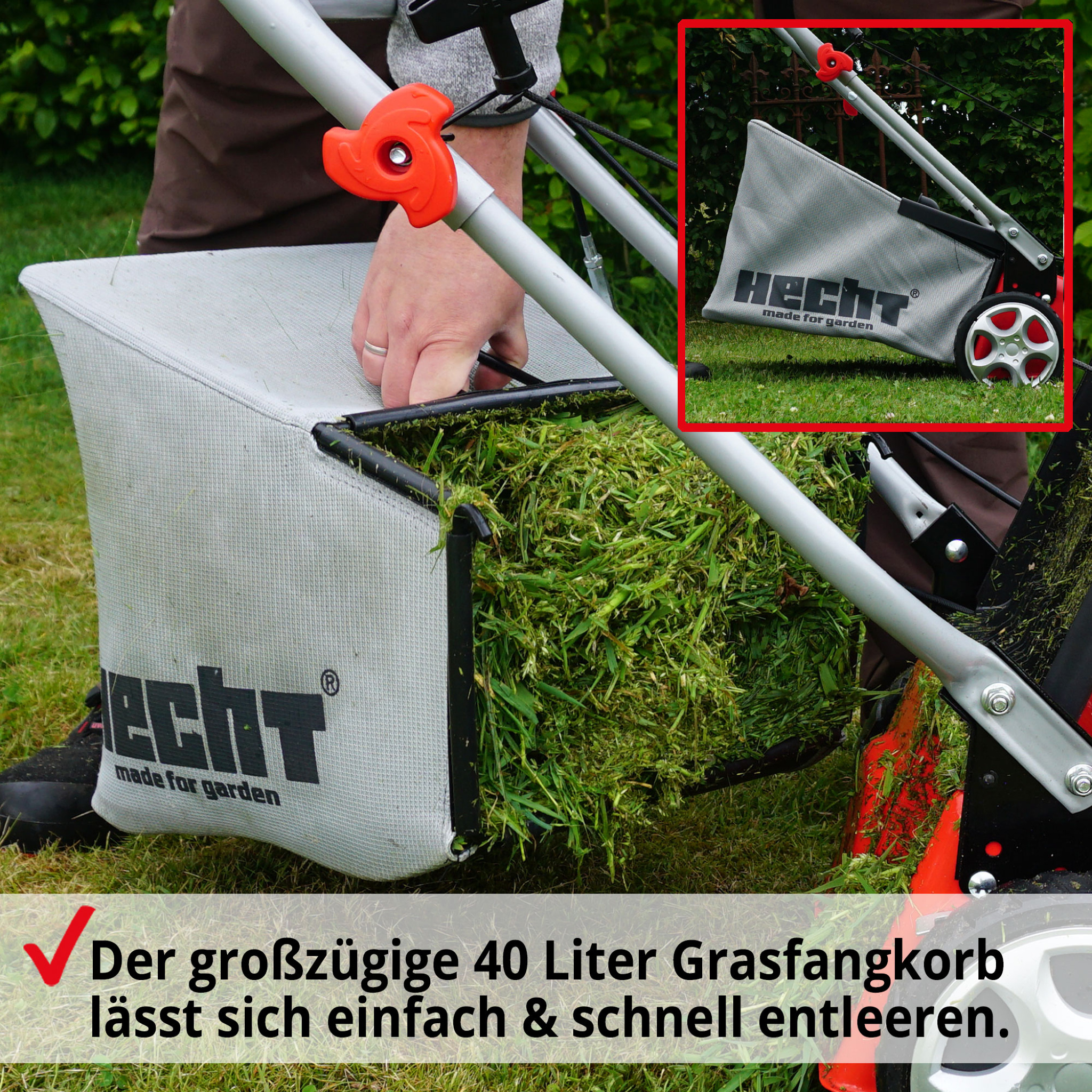 Der kompakte Benzinmäher ohne Radantrieb eignet sich ideal für verwinkelte Flächen.