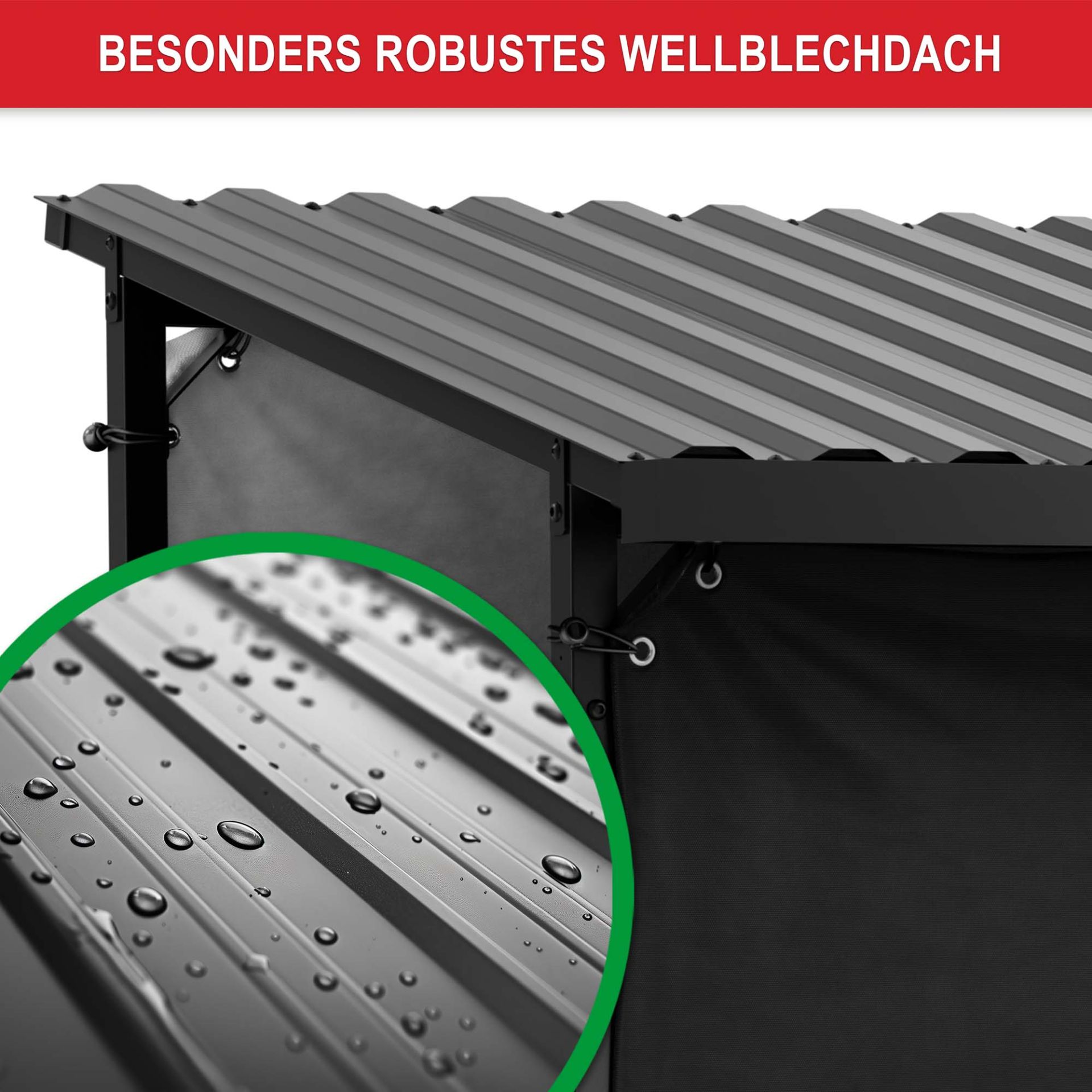 Brennholzregal Metall L - besonders robustes Wellenblechdach