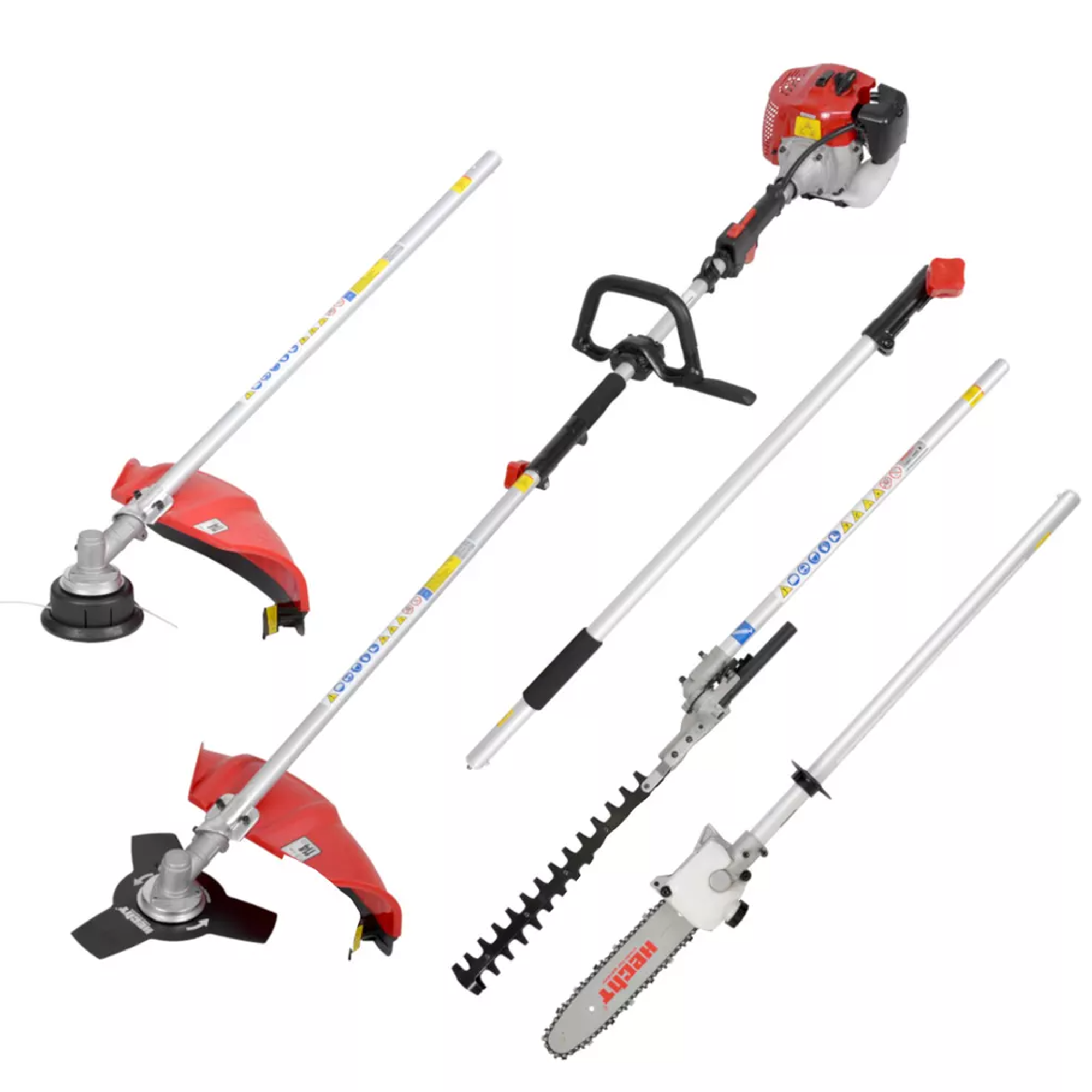 46633-titelbild_1 HECHT Multitool Benzin 1352 mit Heckenschere Freischneider Hochentaster Aufsatz