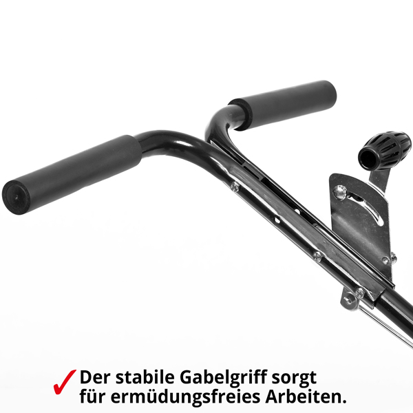 Streuwagen HECHT – ergonomischer Gabelgriff mit Gummierung für komfortables, ermüdungsfreies Schieben