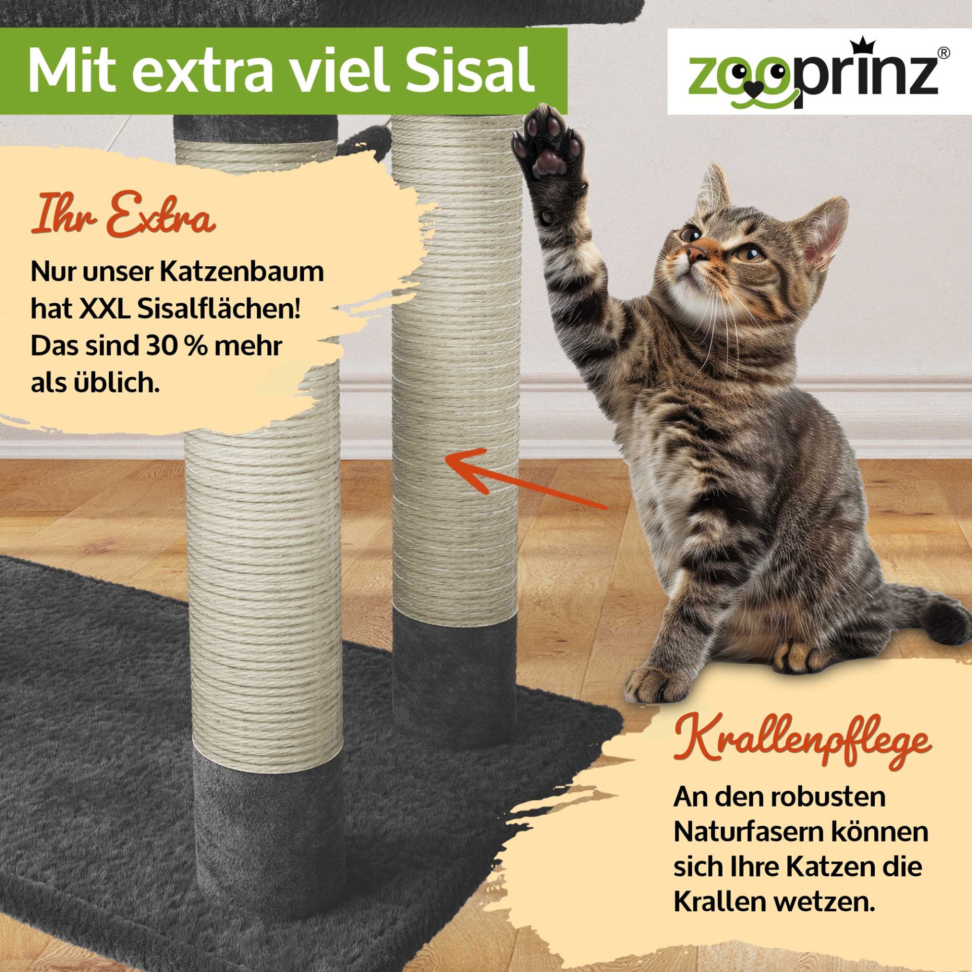 Katzenbaum Emma; Extra viel Sisal für die Krallenpflege