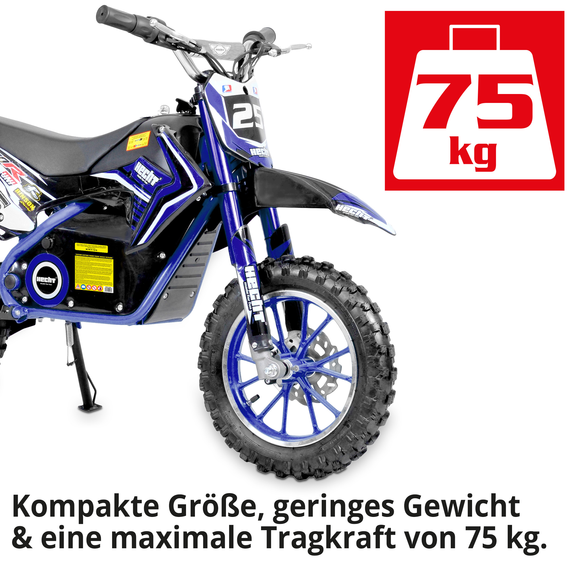 Elektro Pocketbike; Kompakt und leicht: Bis 75 Kilogramm Tragkraft