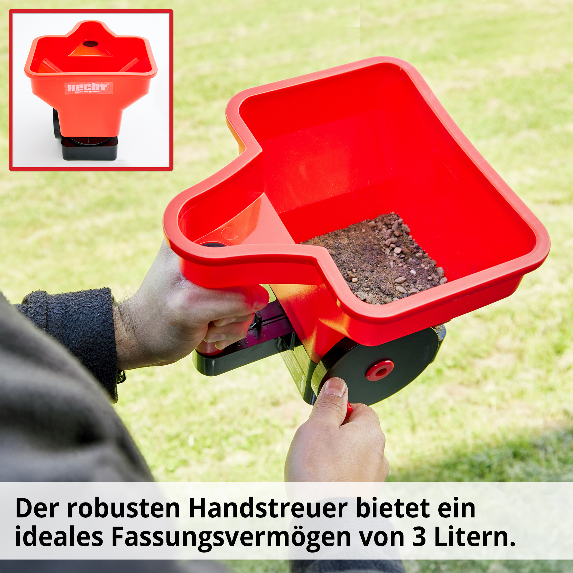 Universalstreuer mit 3 Stufen Streumengenregler und 3 Liter Volumen 