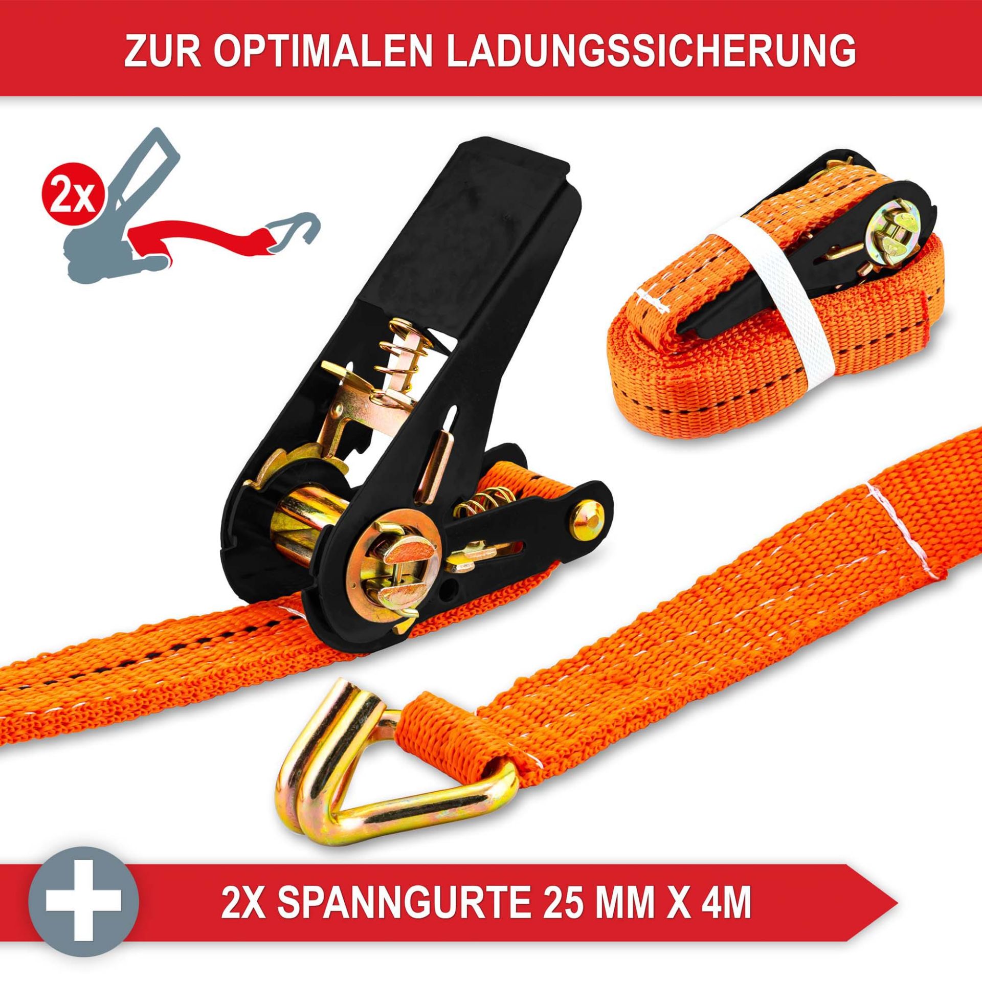 Auffahrrampen klappbar - Zur optimalen Ladesicherung, 2 Spanngurte