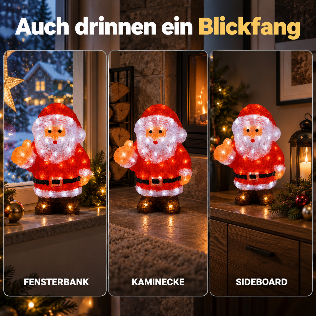 Handlicher ONBEST Weihnachtsmann: Kompakte Maße für Eingang und Fenster (Dieses Bild wurde mit Hilfe von KI generiert.)