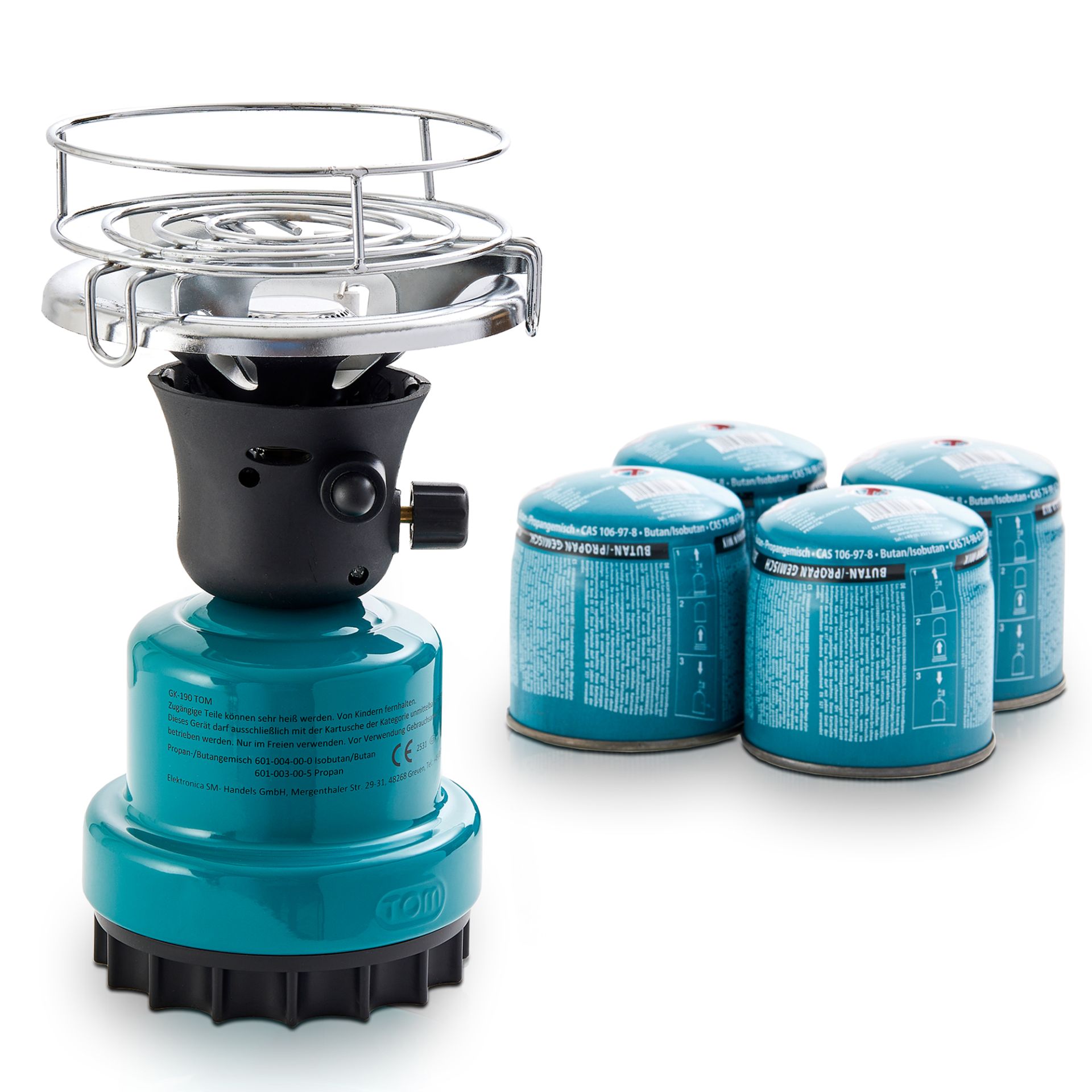 Gaskocher inklusive 4 Kartuschen CG-190 Butan Gas