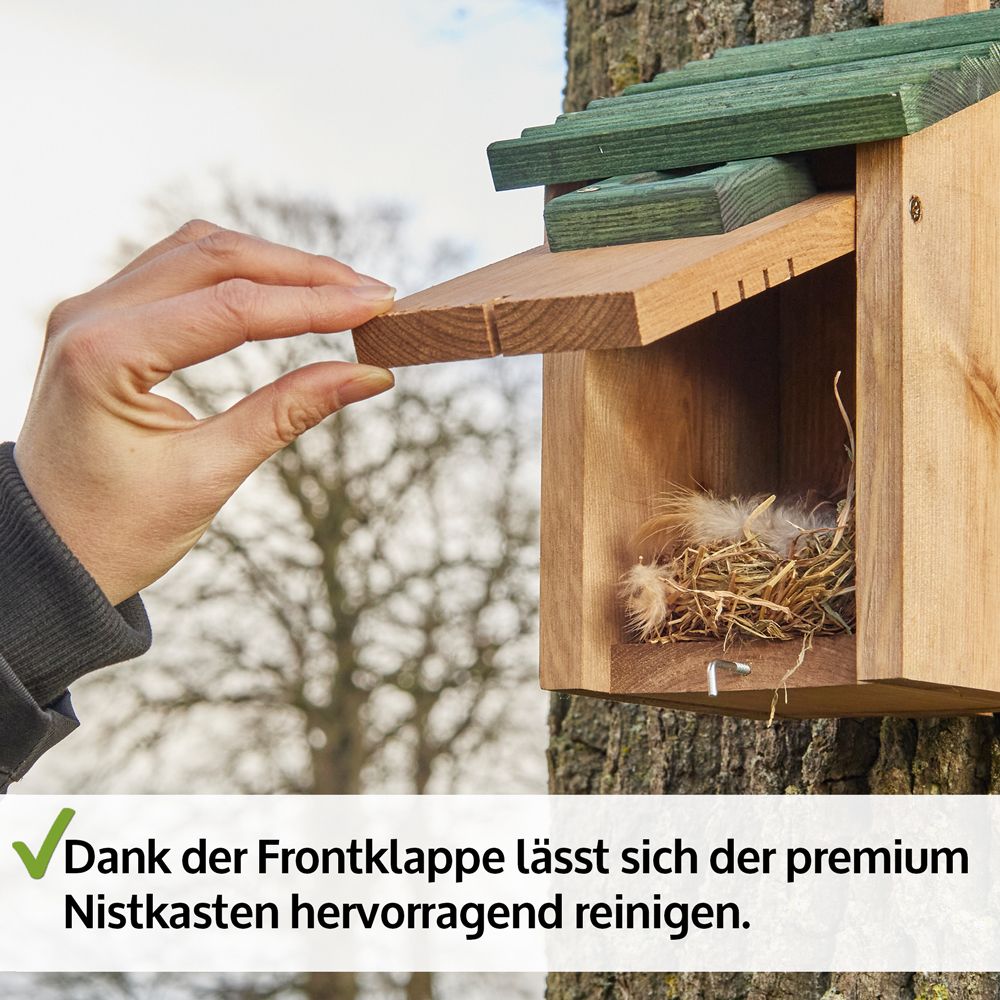 Nistkasten; lässt sich vorne zum reinigen öffnen