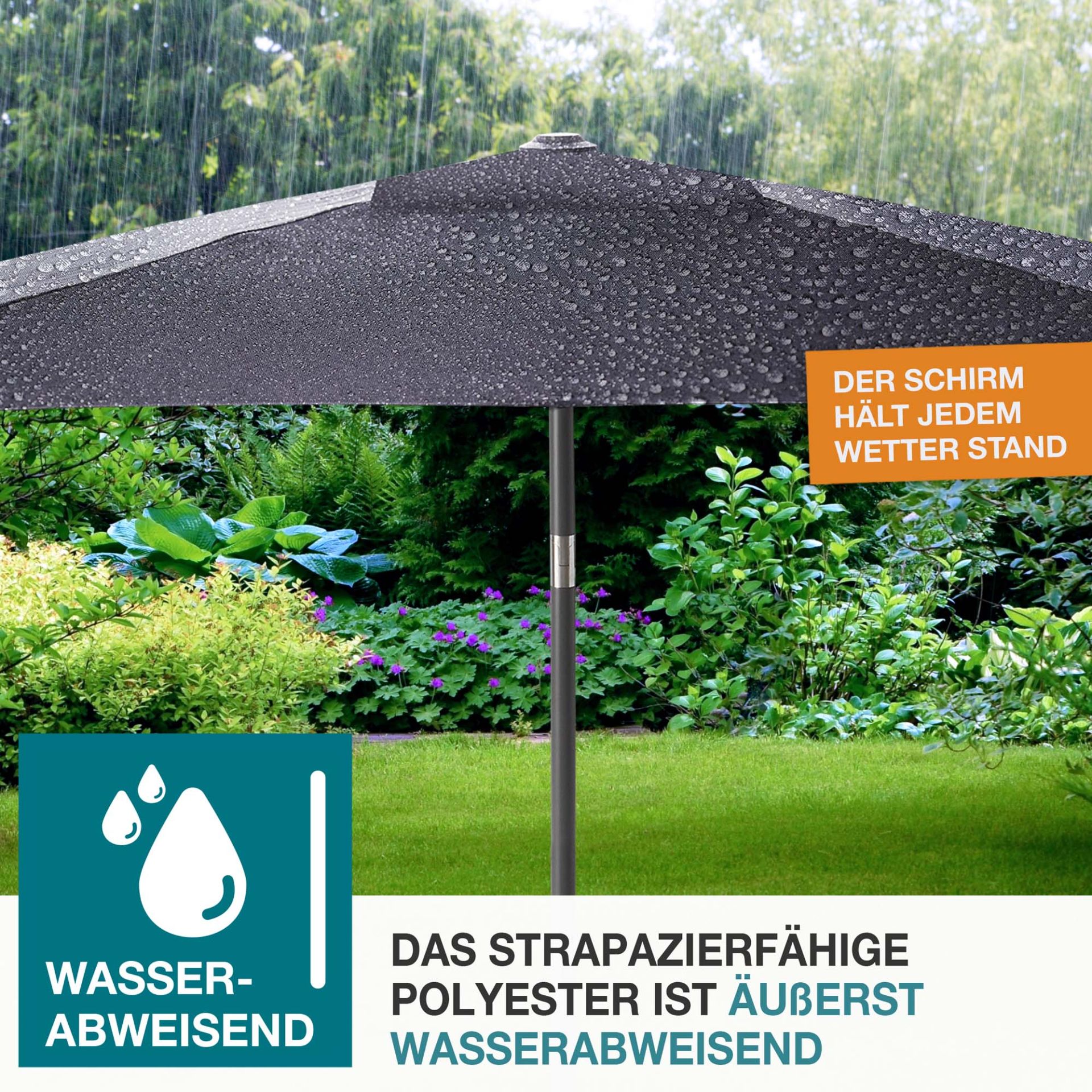 TOM Sonnenschirm SU-100 Anthrazit; strapazierfähiges Polyester, wasserabweisend