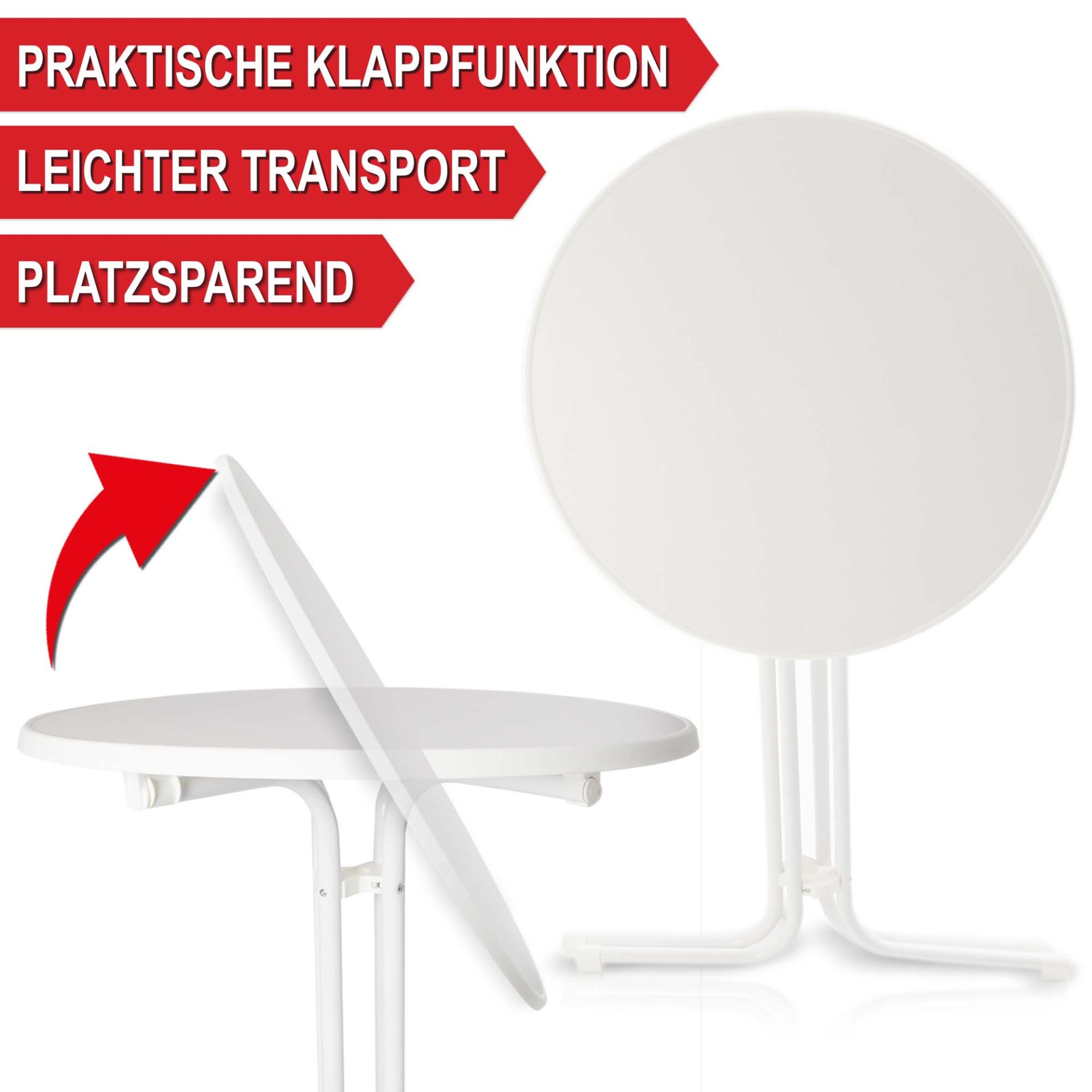 Praktische Klappfunktion, leichter Transport, platzsparend - Stehtisch mit Tischhusse weiß