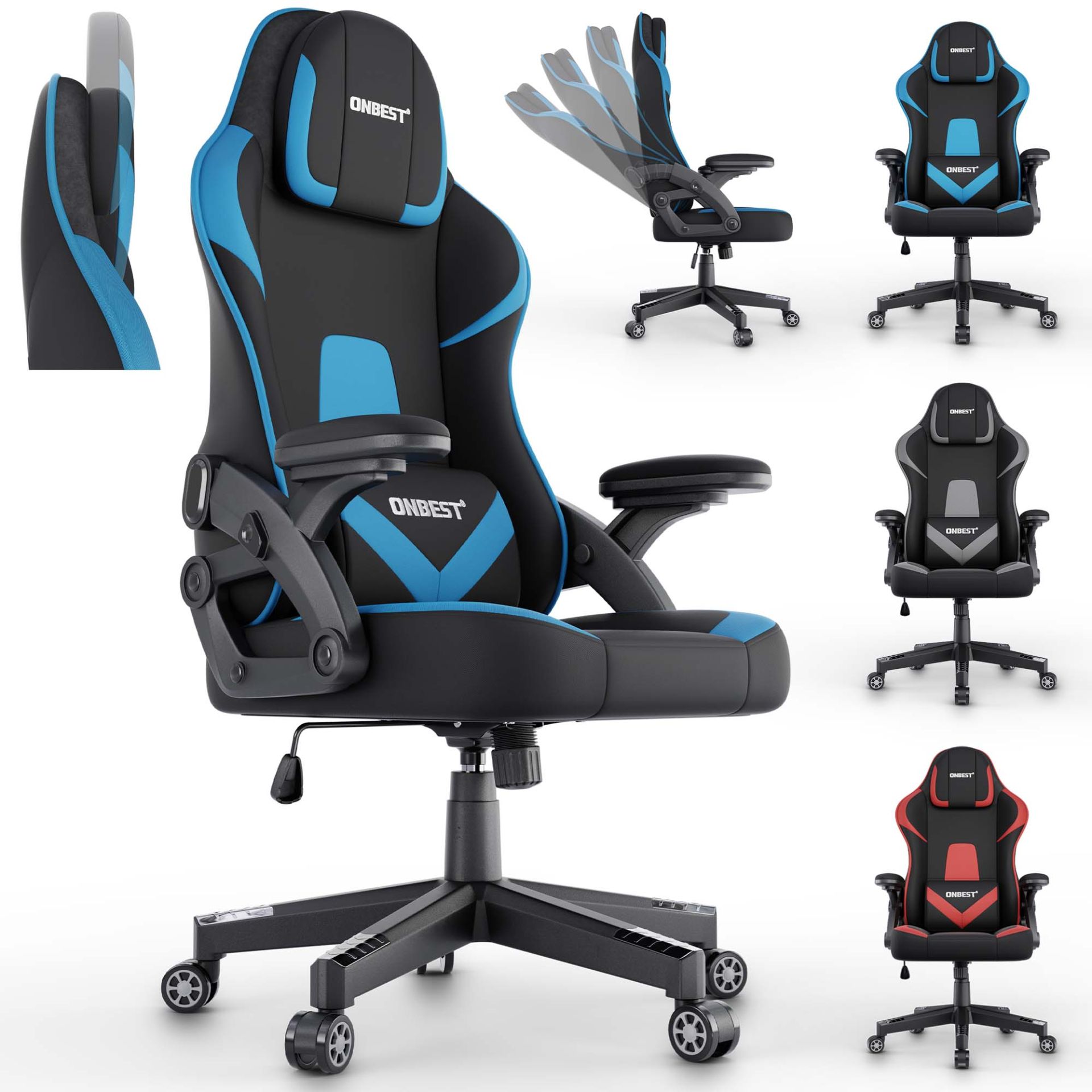 Gaming Stuhl schwarz/ blau - Erhältlich in verschiedenen Farben