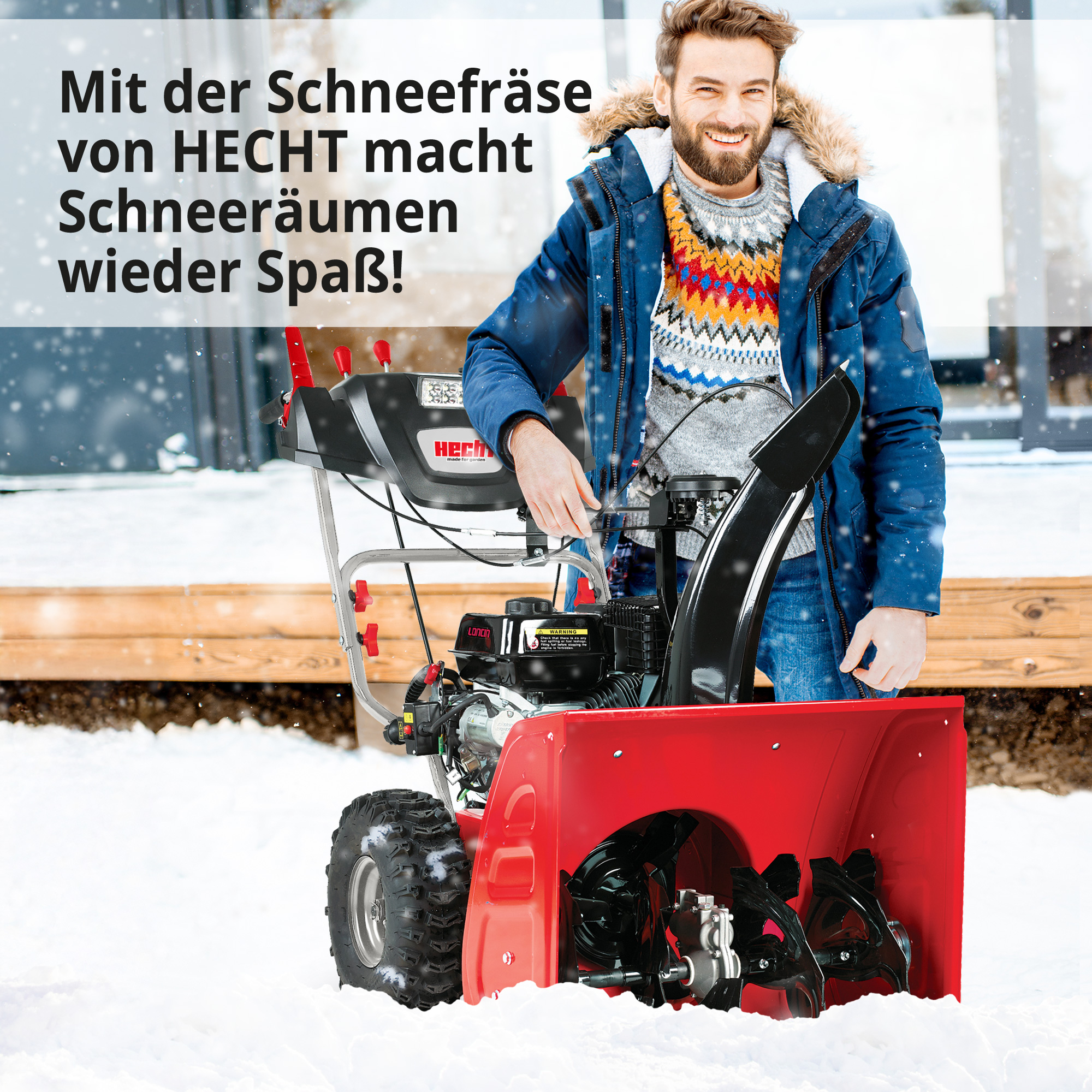 Mit der Benzin Schneefräse von HECHT macht Schneeräumen endlich wieder Spaß