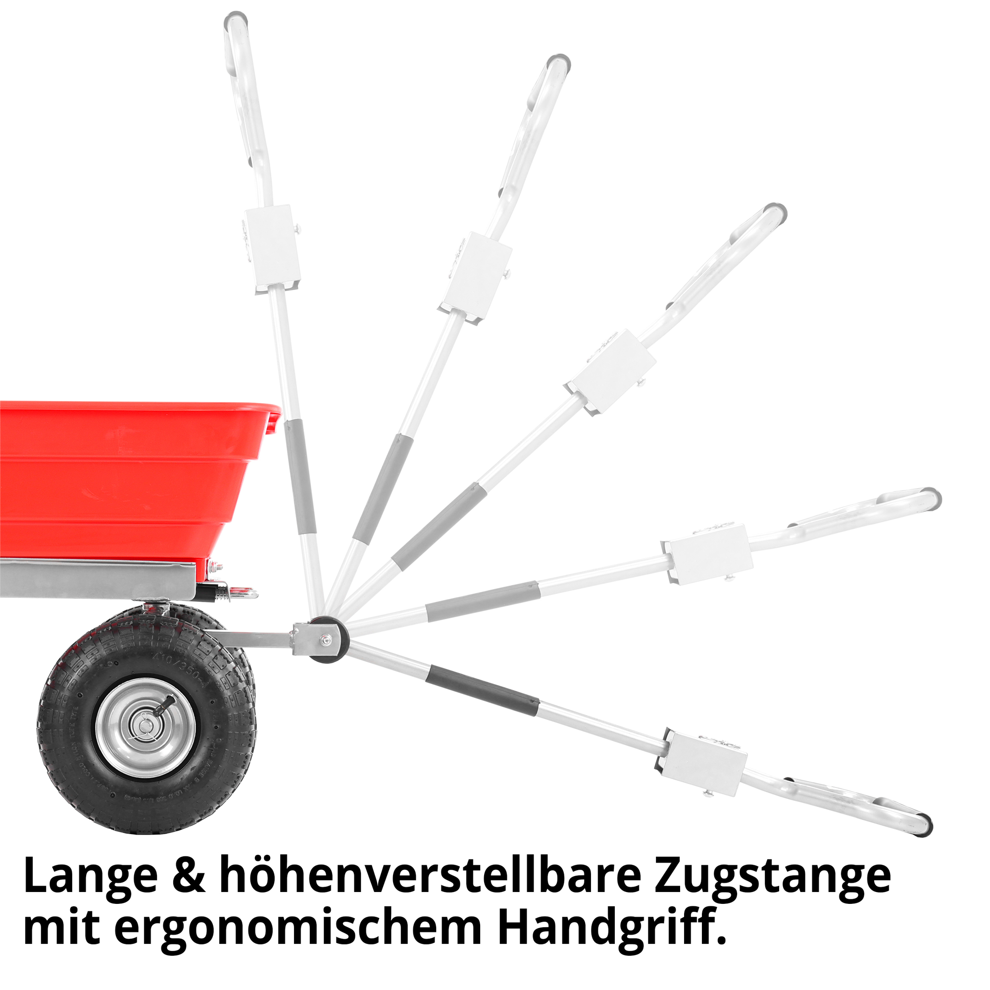 Transportwagen HECHT mit höhenverstellbarer Zugstange und ergonomischem Griff für leichtes Ziehen