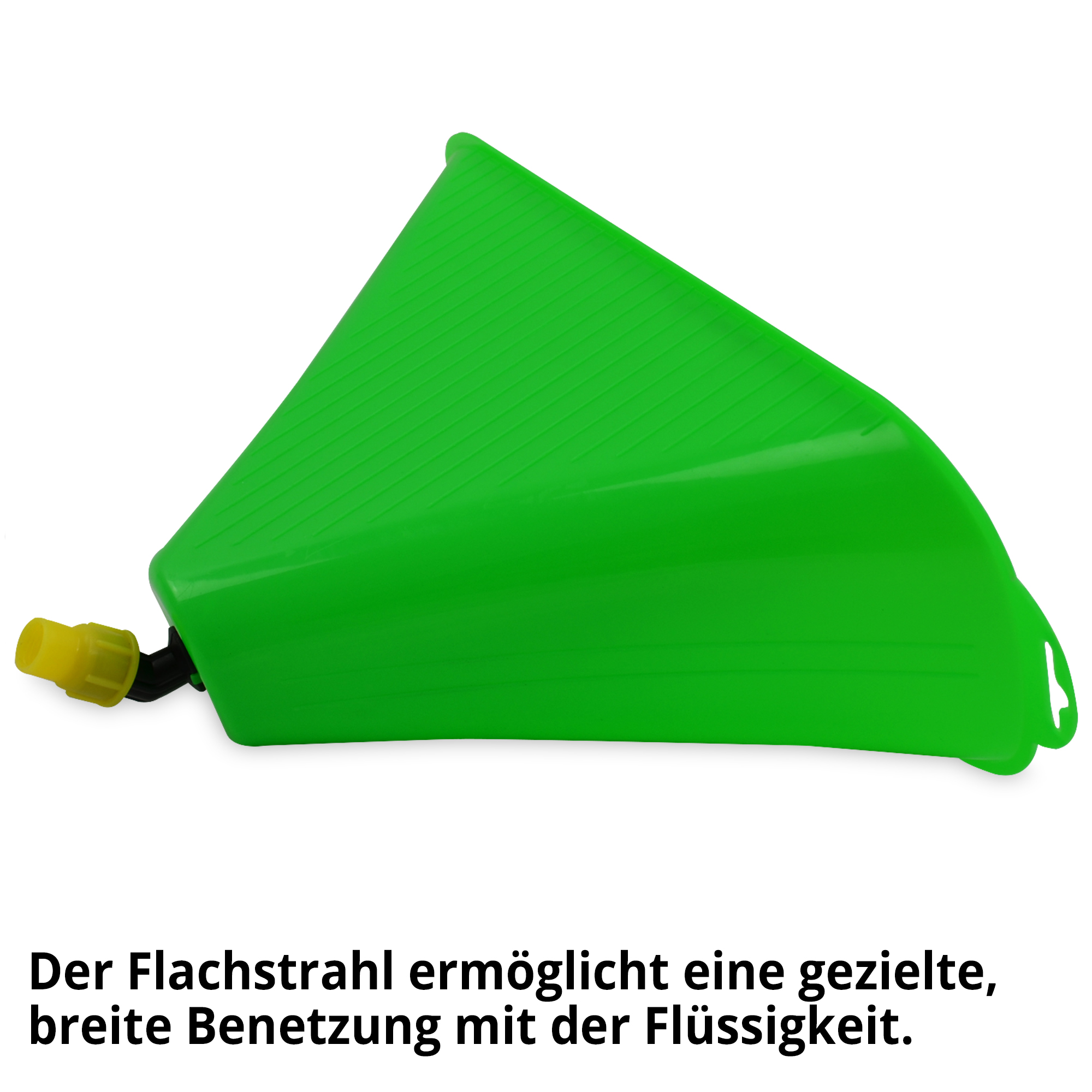 Sprühaube inkl. Düse; Der Flachstrahl ermöglicht eine gezielte, breite Benetzung mit der Flüssigkeit