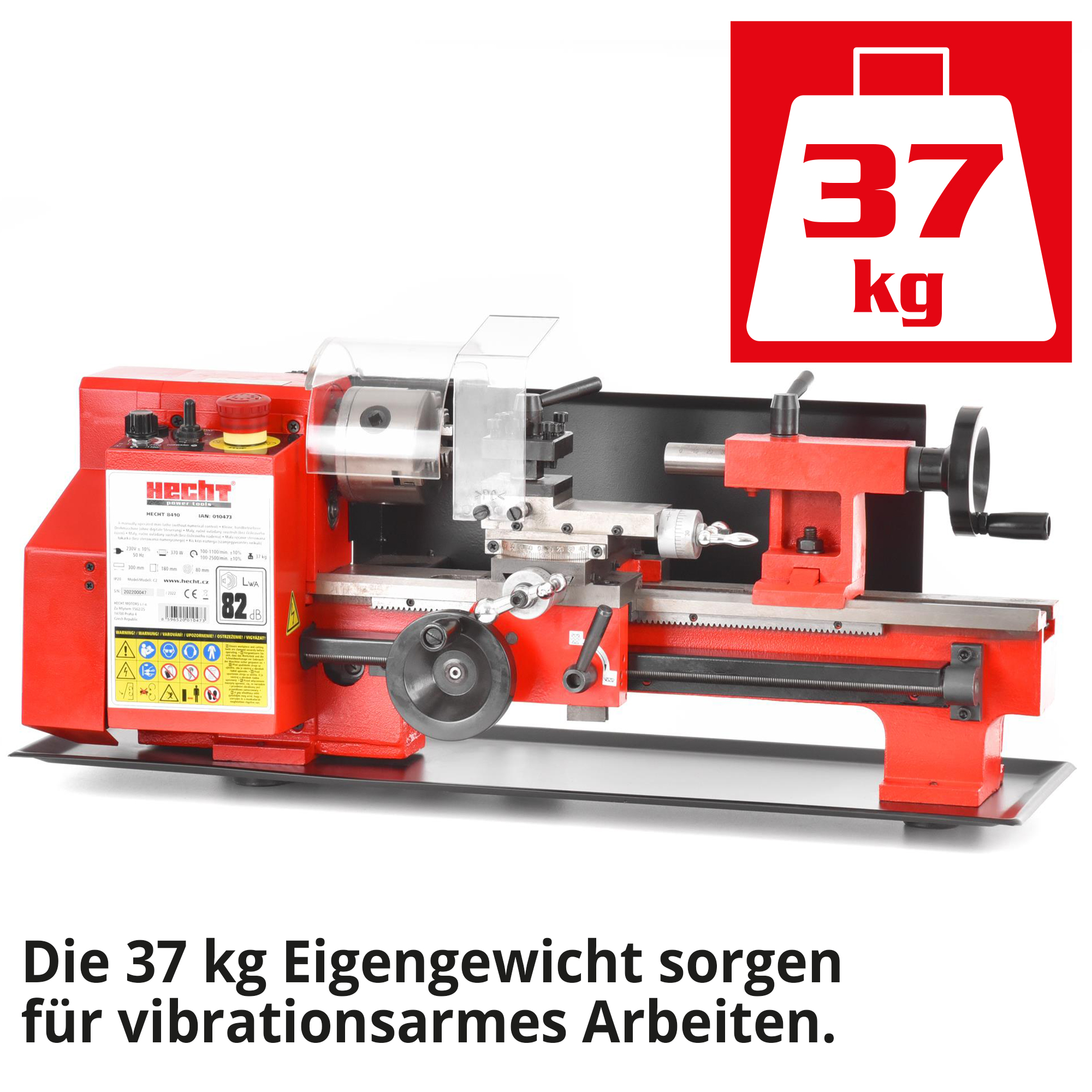 HECHT 8410 Mini Drehbank; 37 Kilogramm Eigengewicht 