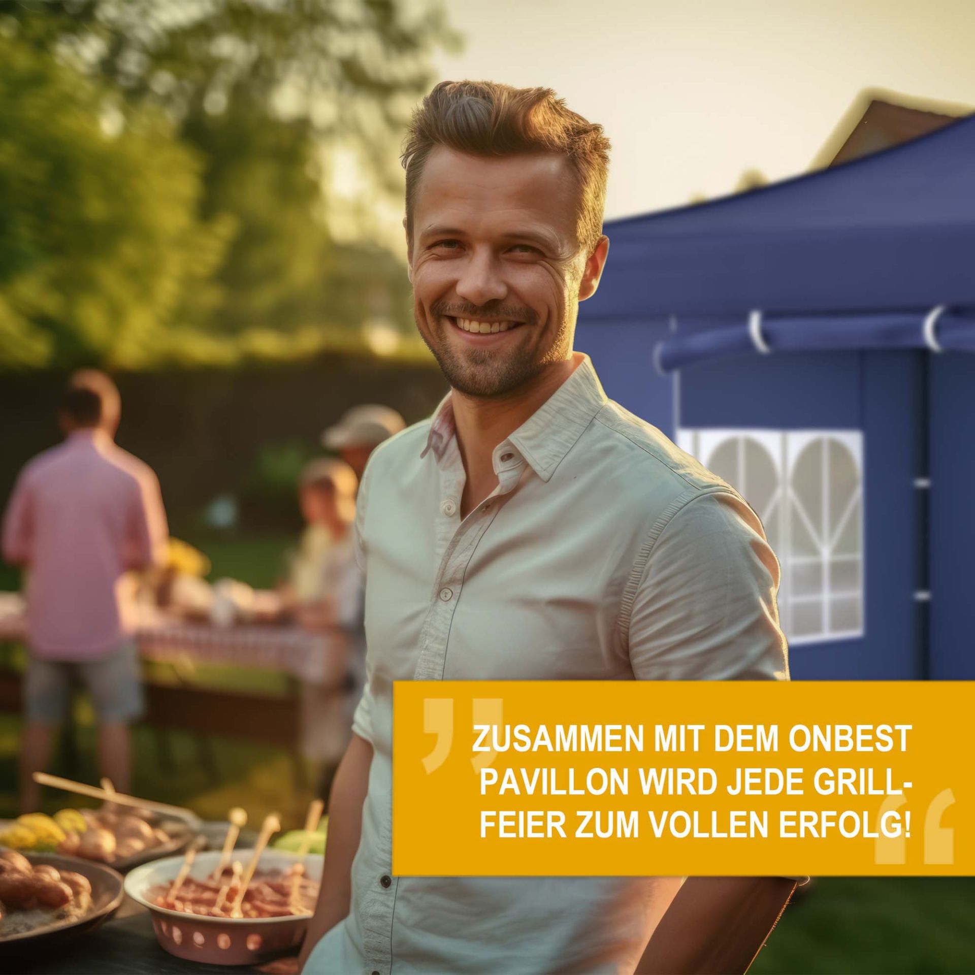 Pavillon blau - Ideal für jede Grillfeier