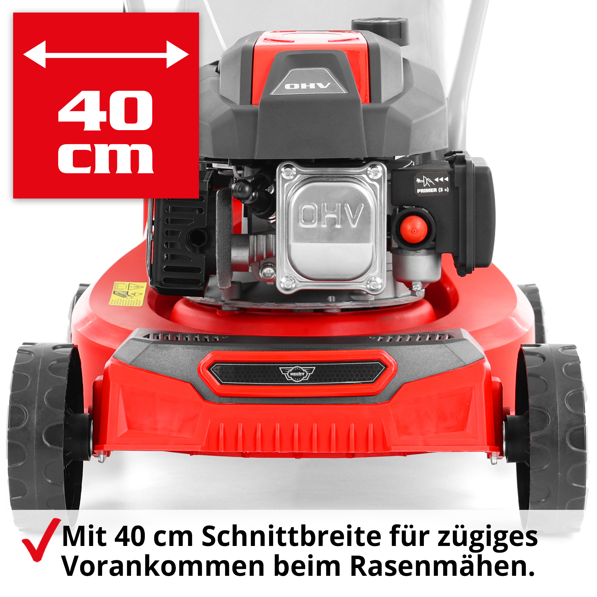 Der HECHT Mäher überzeugt durch leichtes Handling und kompakte Bauweise.