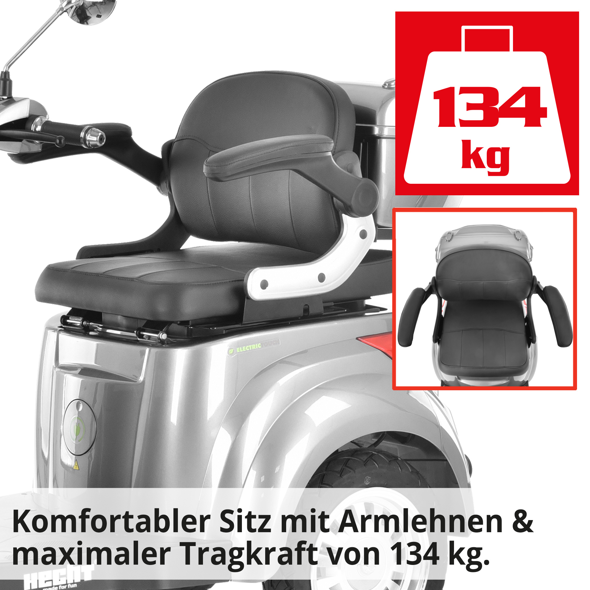 HECHT CITISMAX Grau mit komfortablem Sitz und Armlehnen