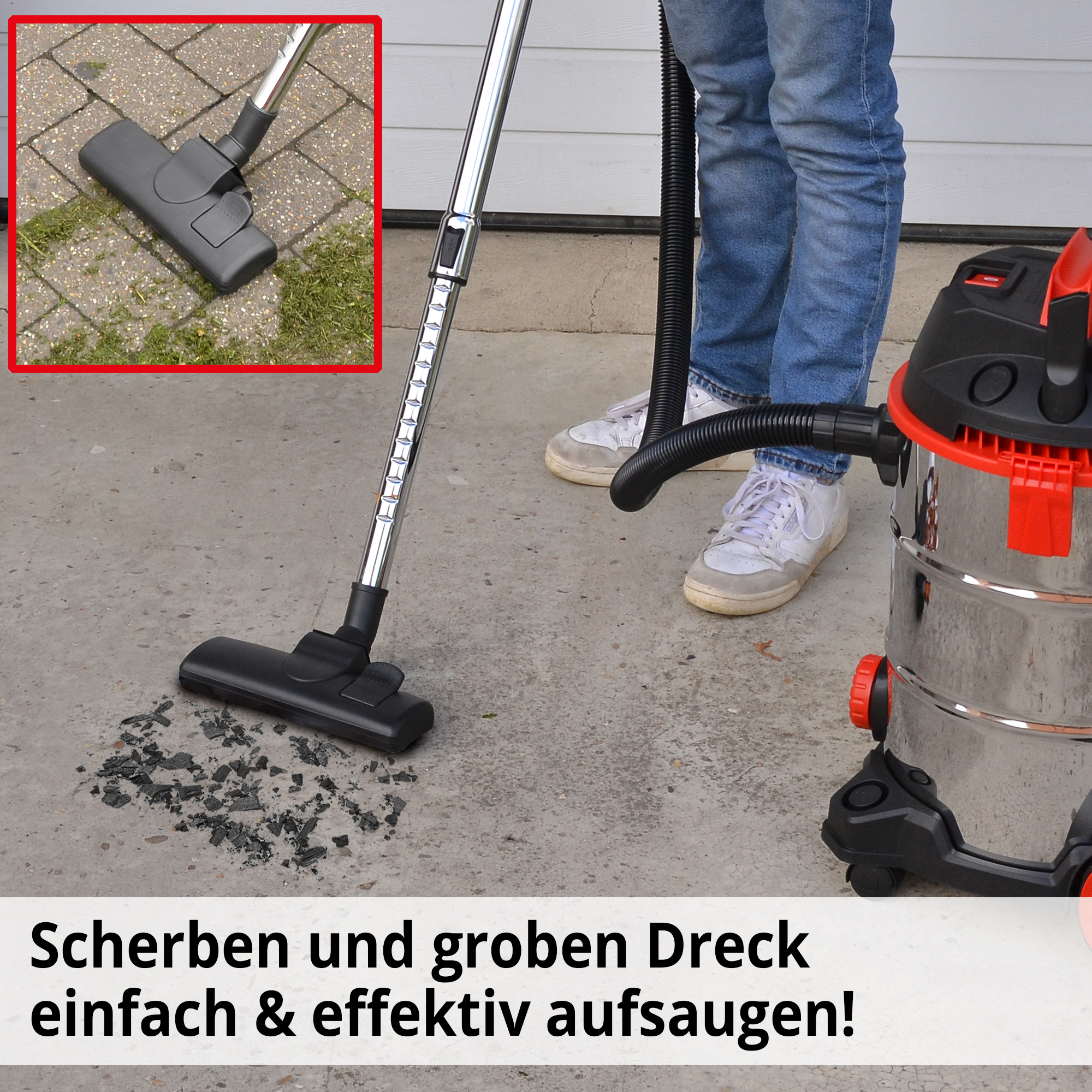 HECHT 8330 Industriesauger; saugt Scherben und groben Drecken einfach & effektiv auf