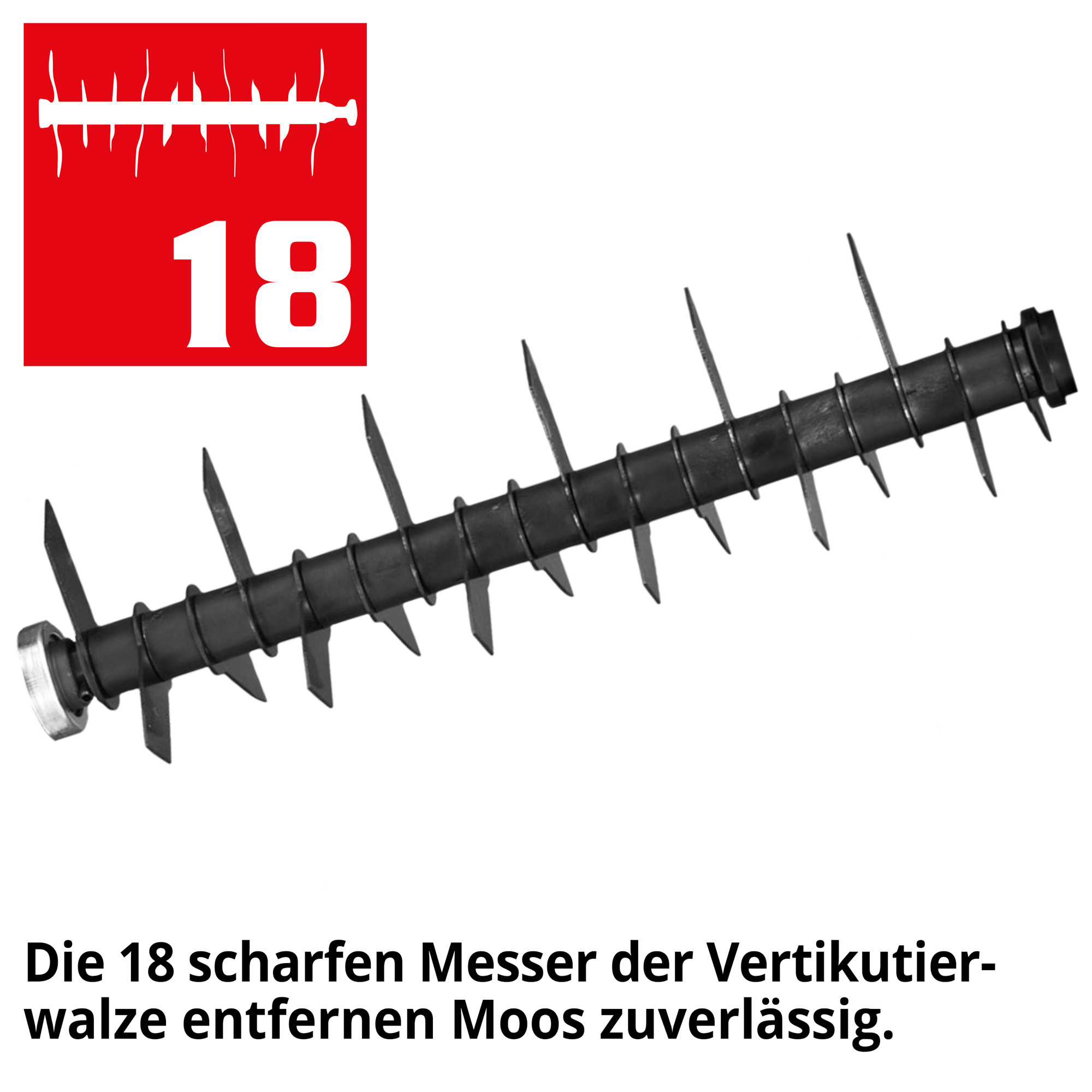 Messerwalze 18 Messer Vertikutierwalze Stahl Moosentferner Zubehör HECHT 5676
