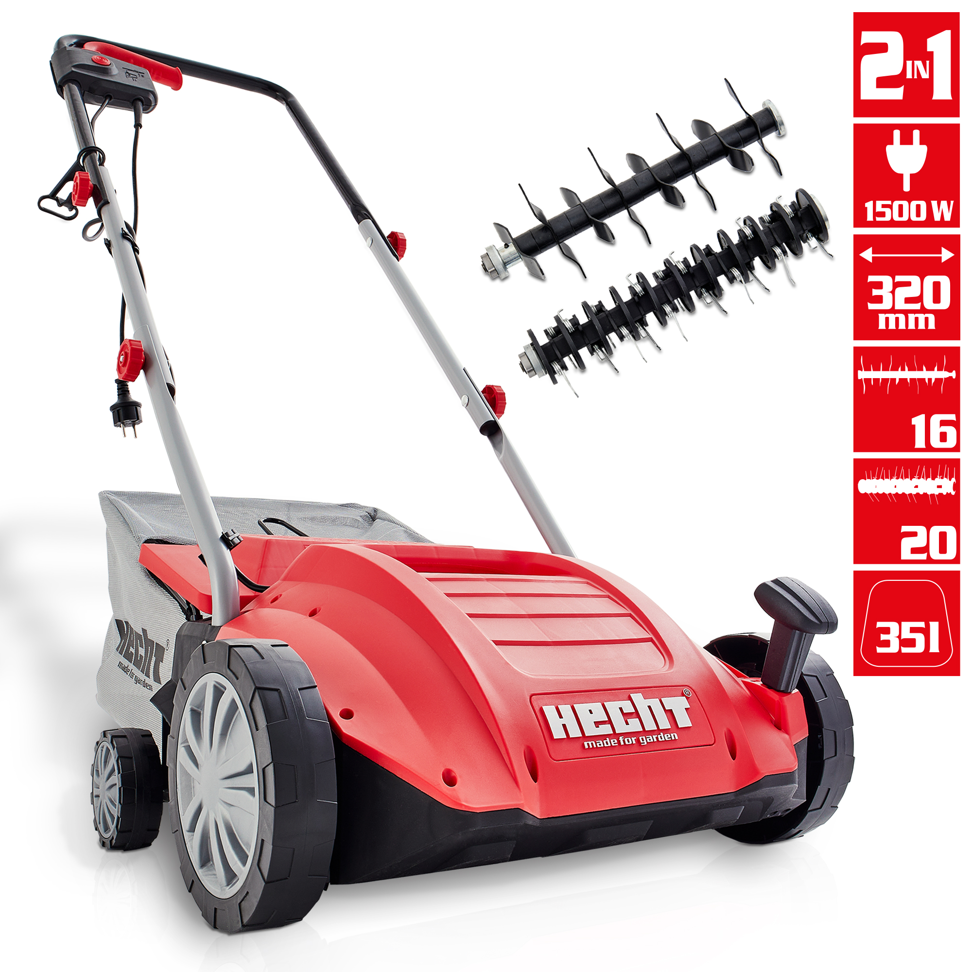 Vertikutierer; Eignet sich besonders für kleine bis mittelgroße Rasenflächen