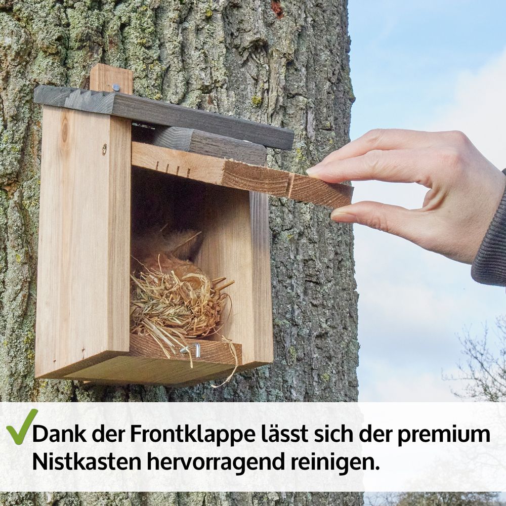 Nistkasten; lässt sich vorne zum reinigen öffnen