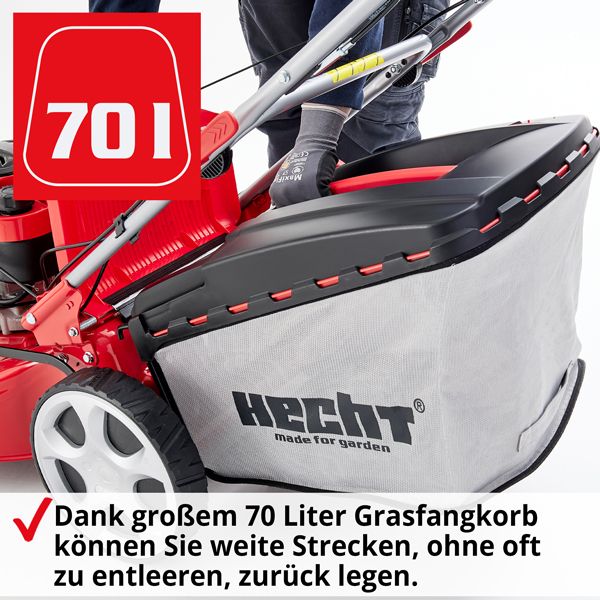 Benzin-Rasenmäher mit 70 Liter Grasfangkorb Ideal für große Gärten 
