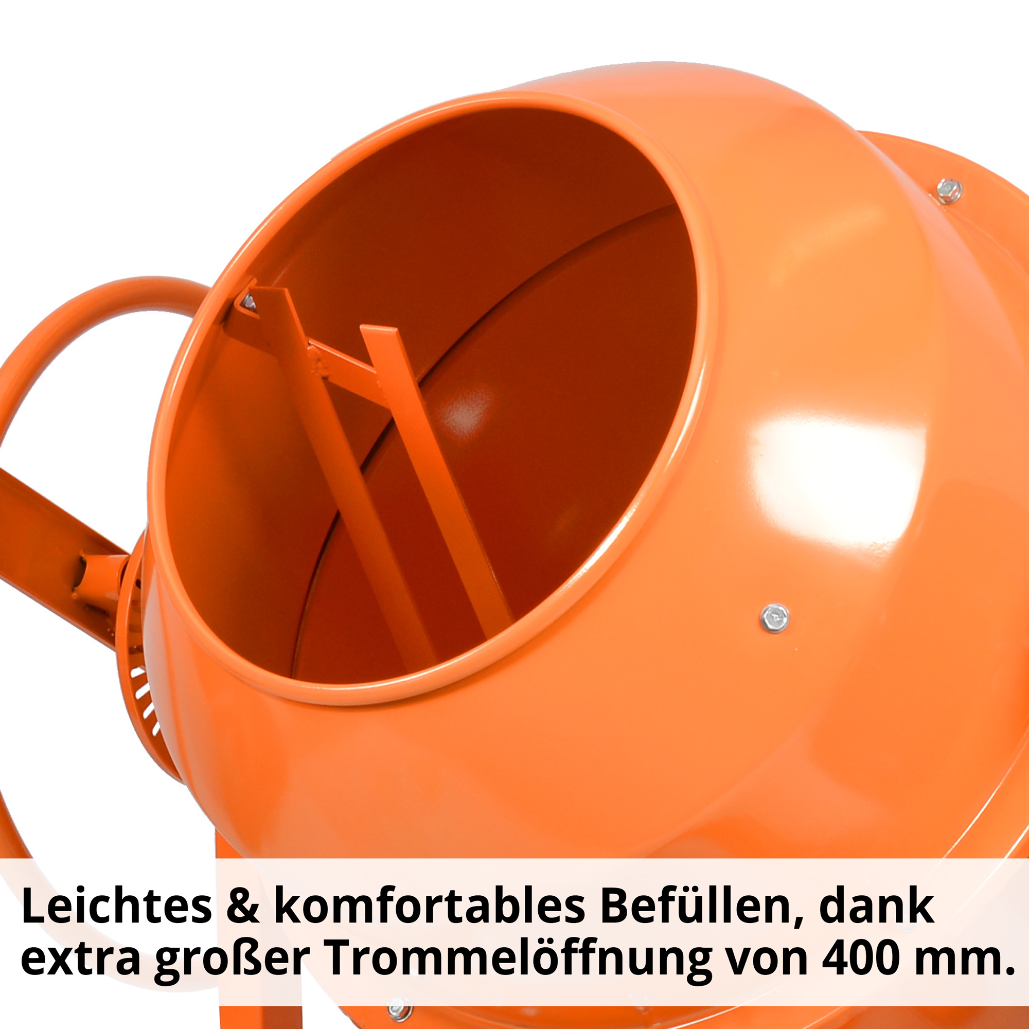 HECHT Betonmischer 2185 Betonmischer mit 400 mm Trommelöffnung für leichtes & komfortables Befüllen