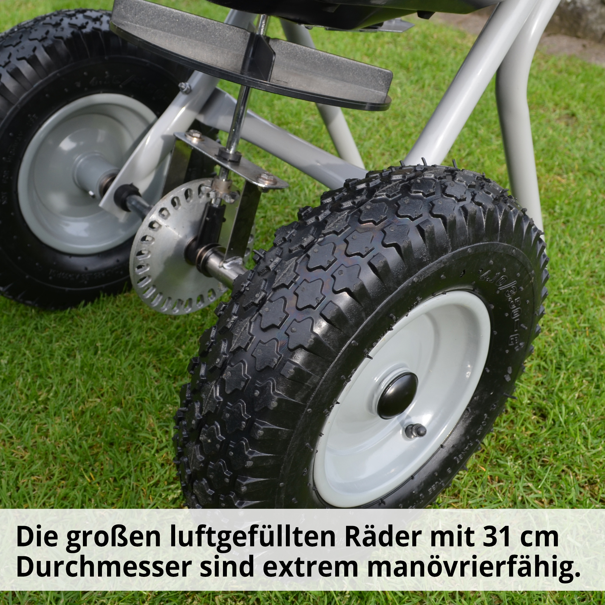andstreuer mit robusten 31 cm Rädern für Dünger Saatgut oder Salz 