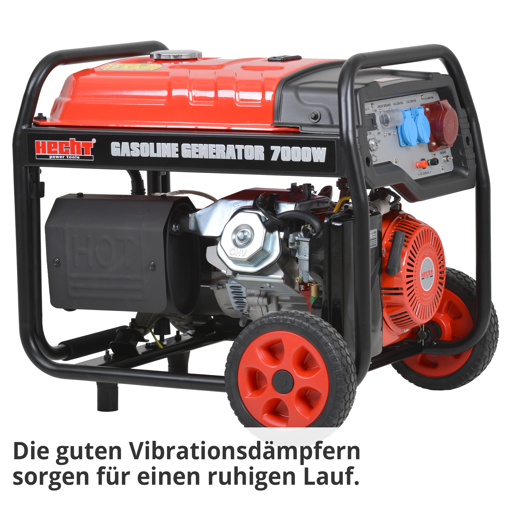 Notstromaggregat Benzin; Die guten Vibrationsdämpfern sorgen für einen ruhigen Lauf