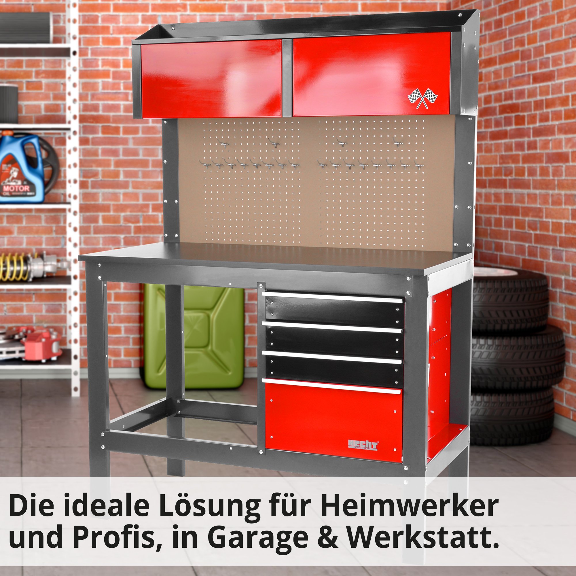 HECHT 2091 Werkbank; Die ideale Lösung für Heimwerker und Profis, in Garage und Werkstatt